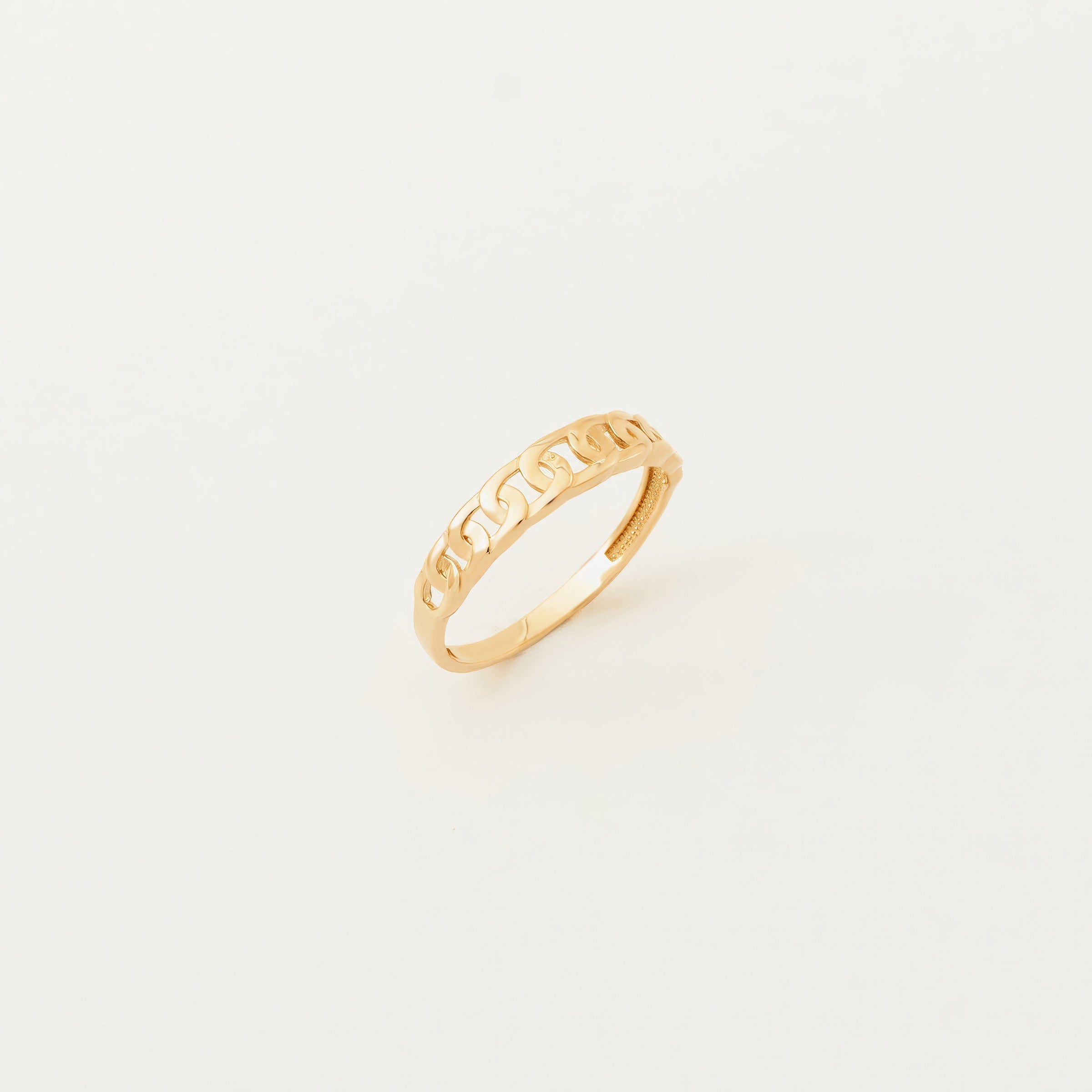 Chain-Link Design Band Ring in 14K Gold