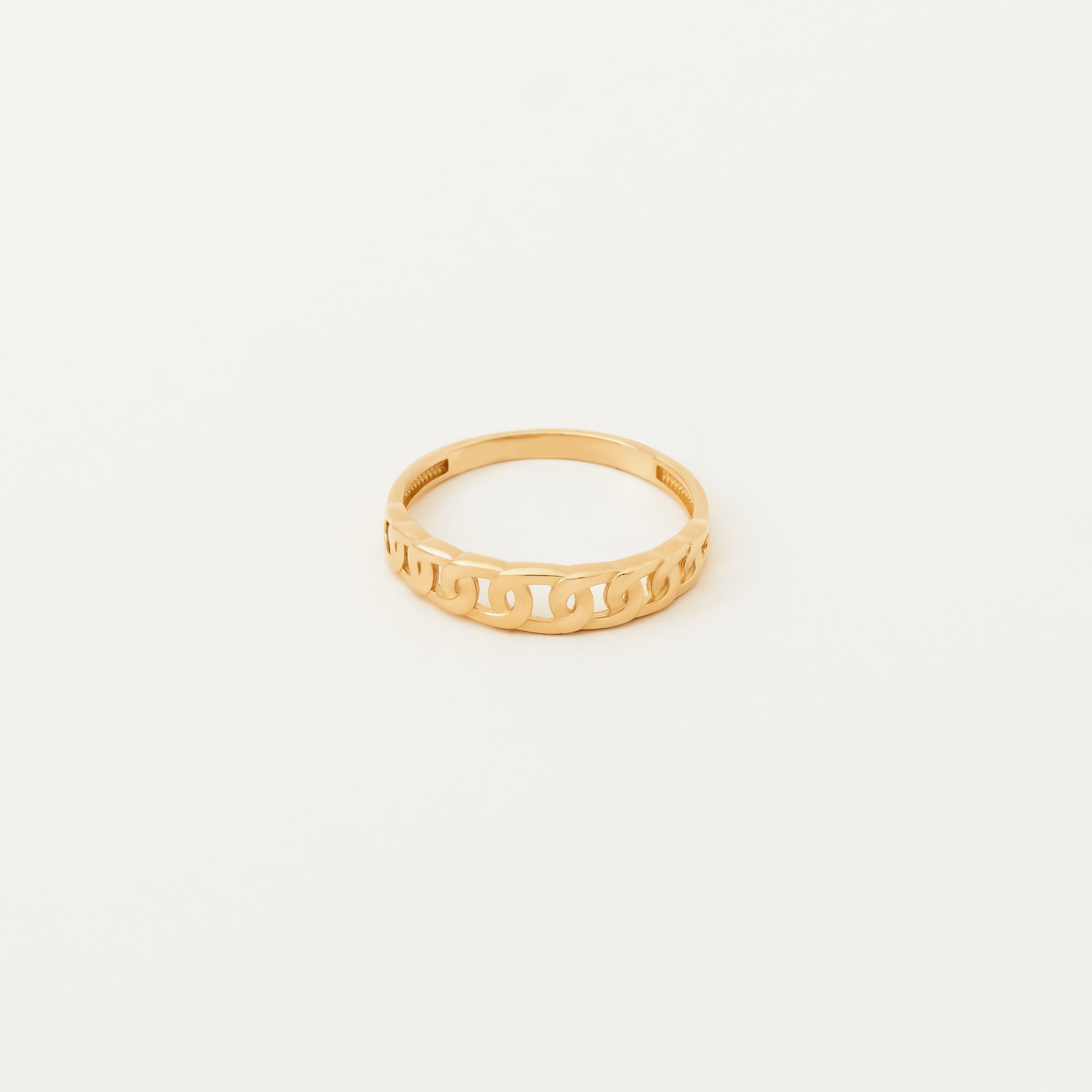 Chain-Link Design Band Ring in 14K Gold