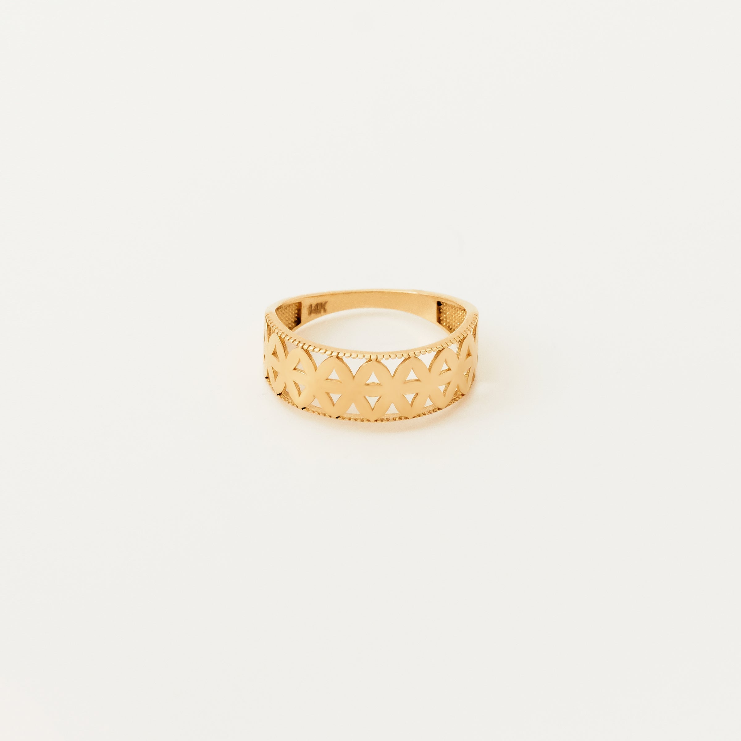 Bold Geometric Cutout 14K Gold Band