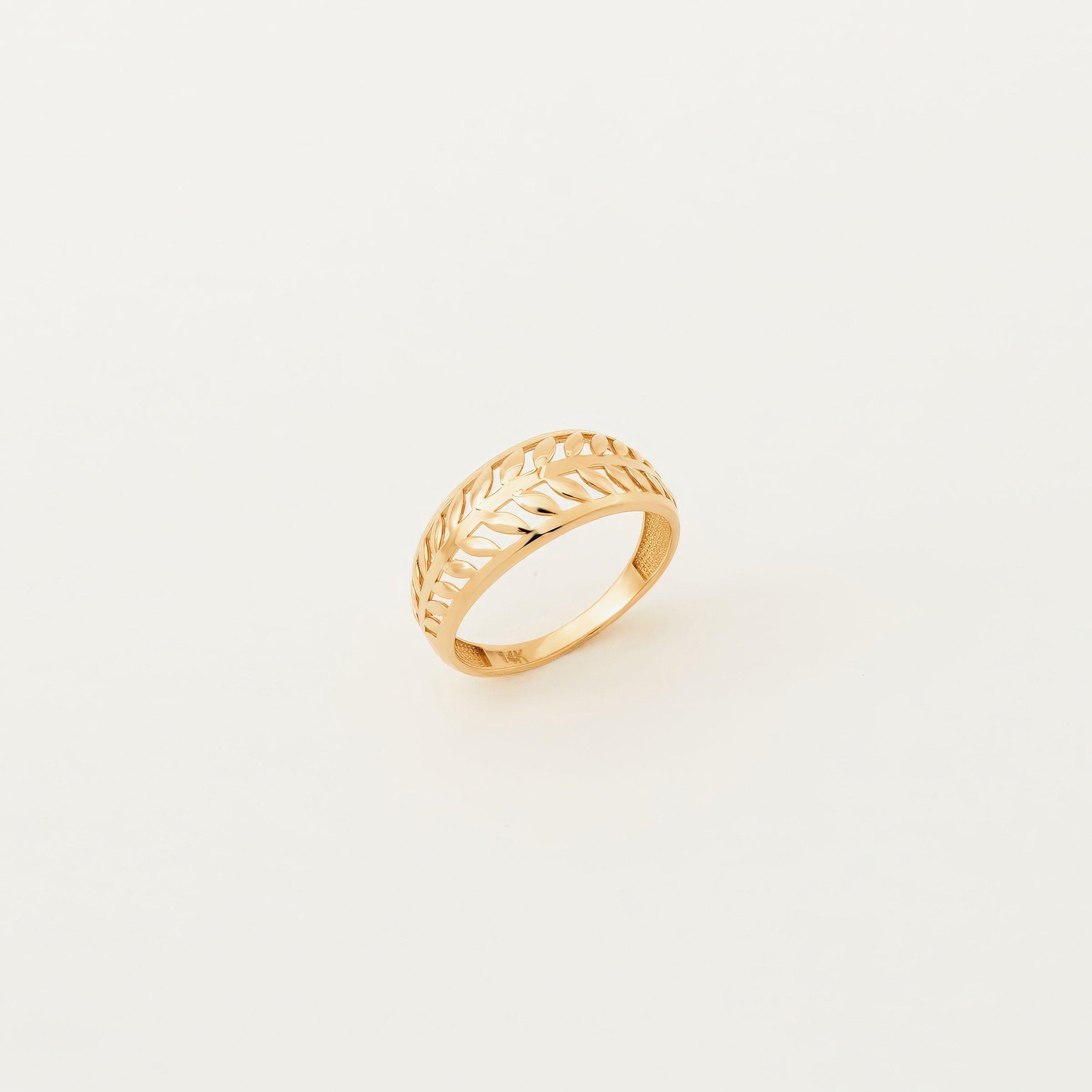 Leaf Pattern 14K Gold Band