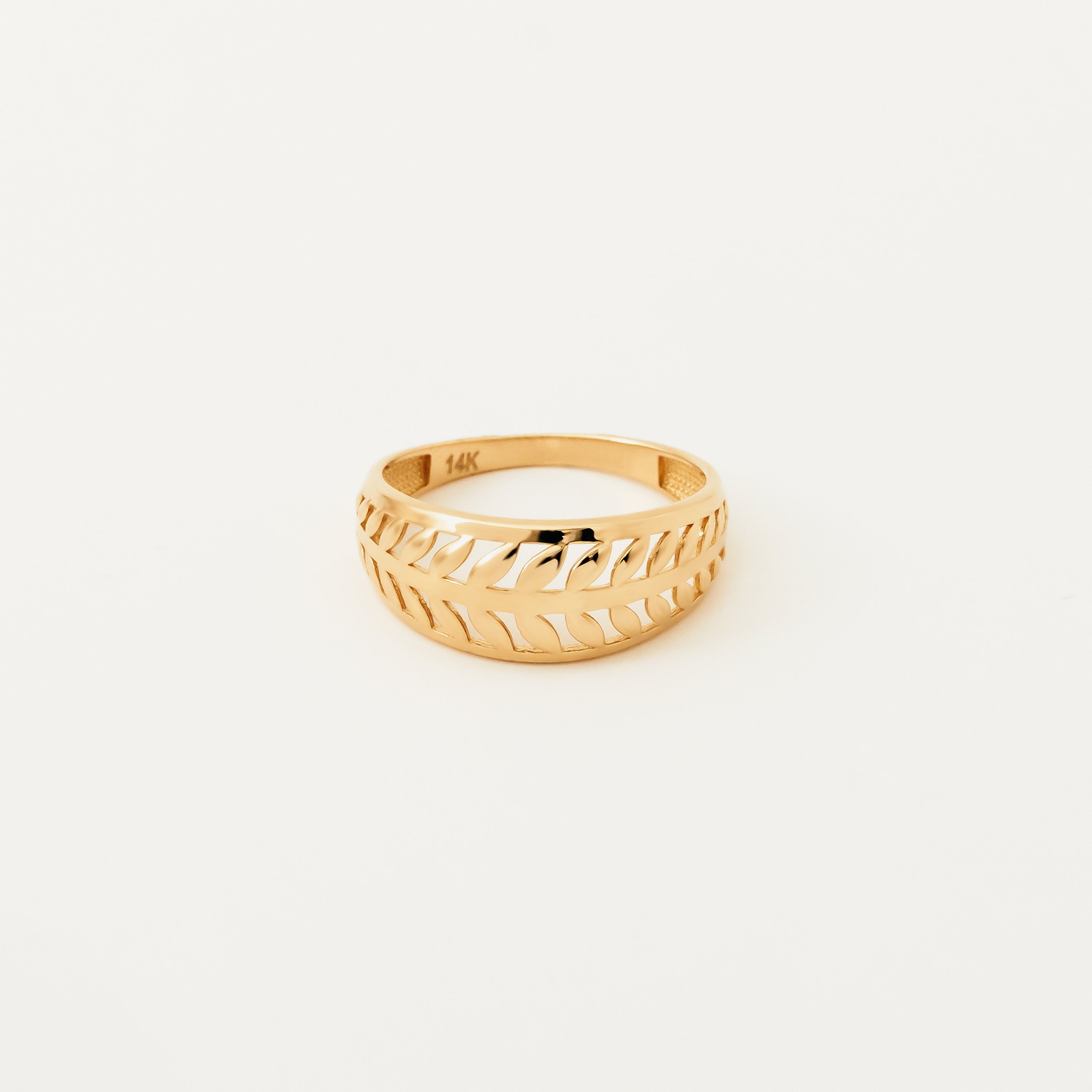 Leaf Pattern 14K Gold Band