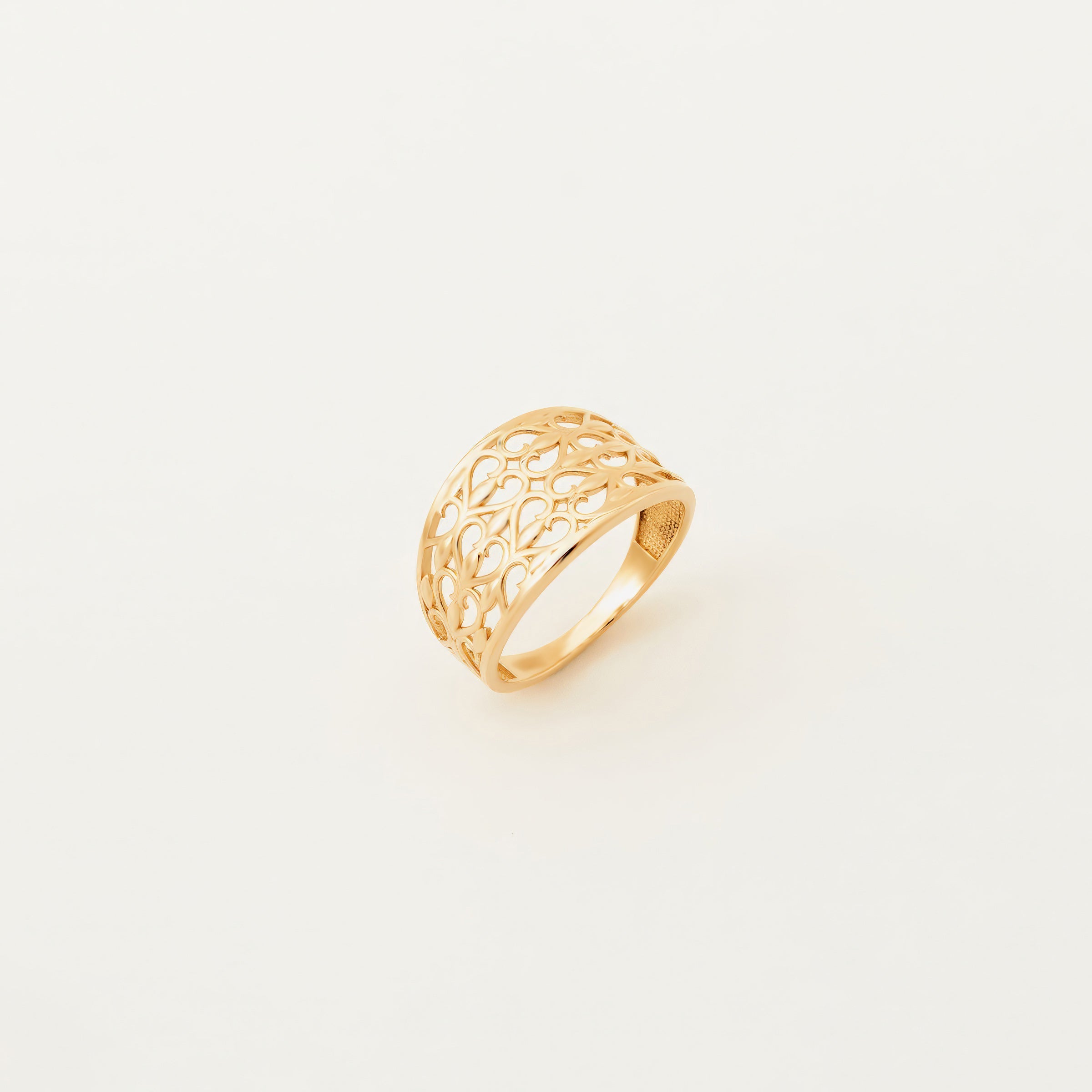 Filigree Heart Cutout 14K Gold Band Ring