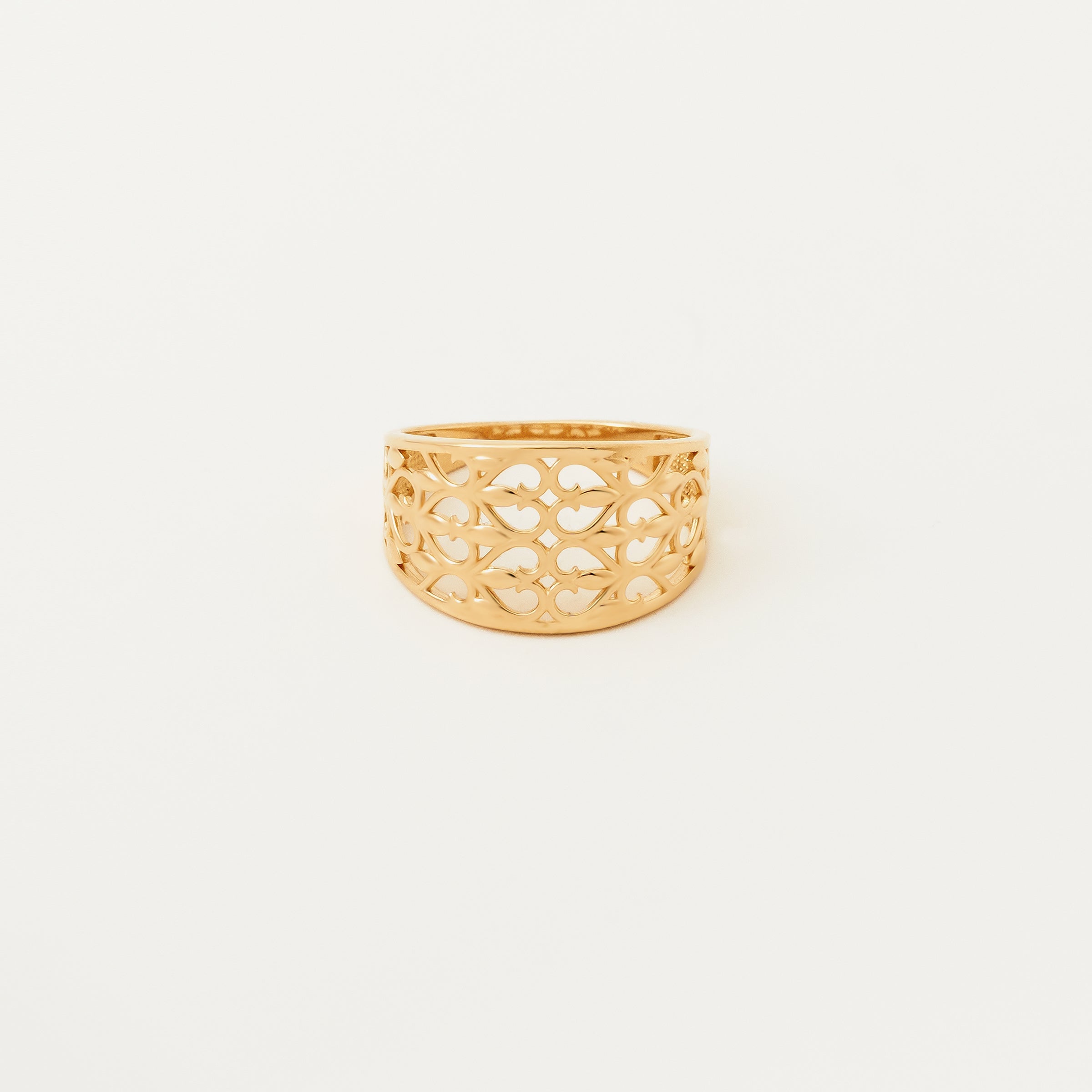 Filigree Heart Cutout 14K Gold Band Ring