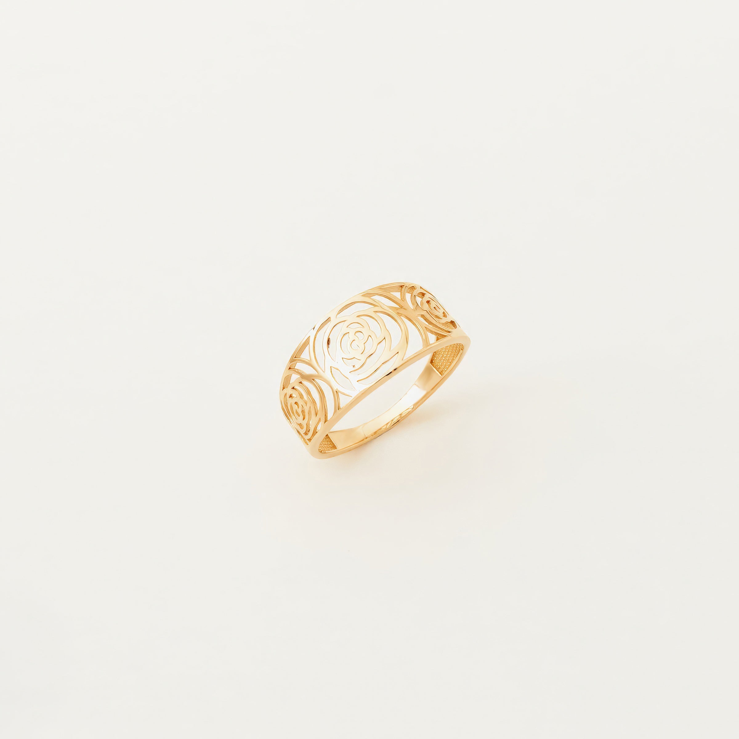 Floral Rose Design Ring in 14K Gold