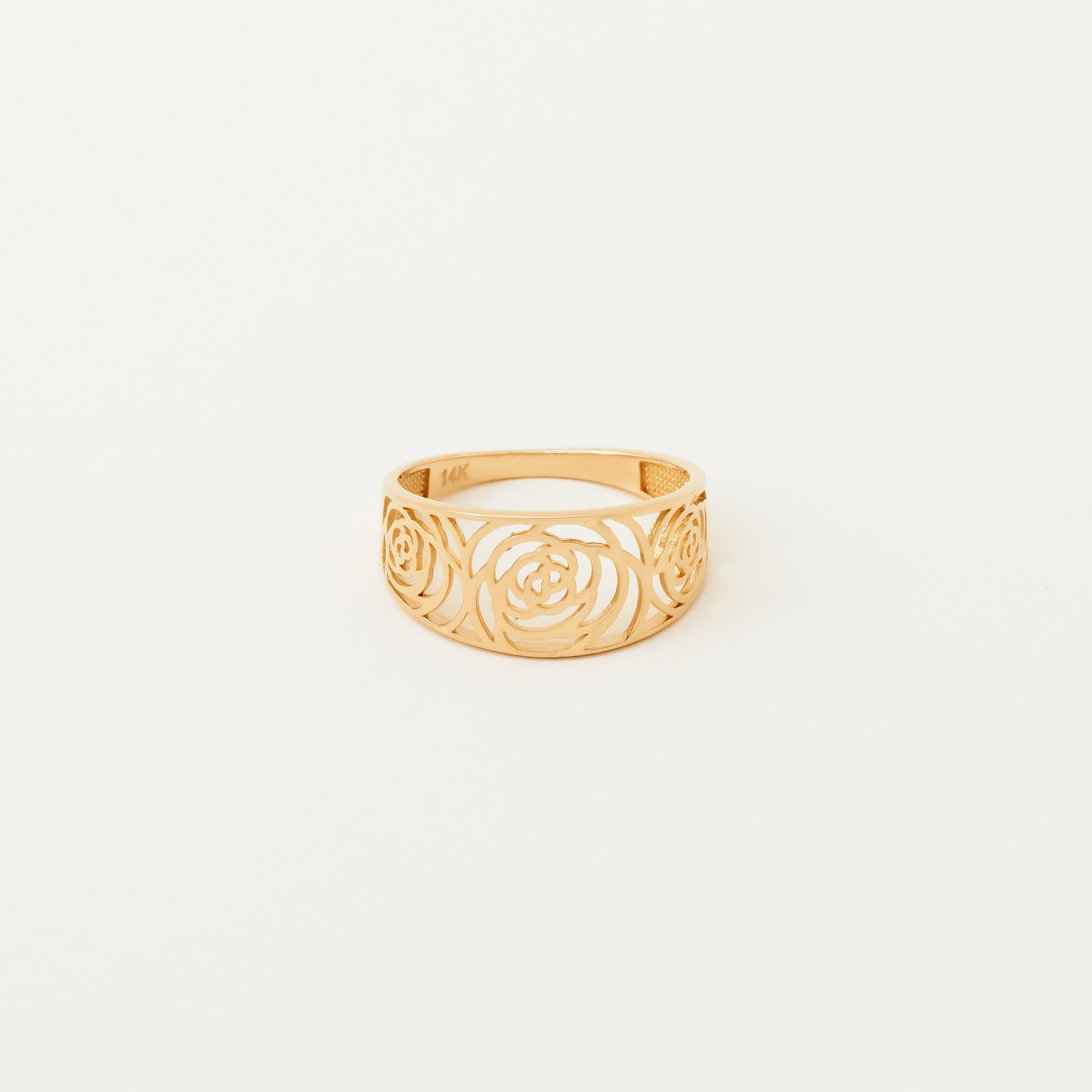 Floral Rose Design Ring in 14K Gold