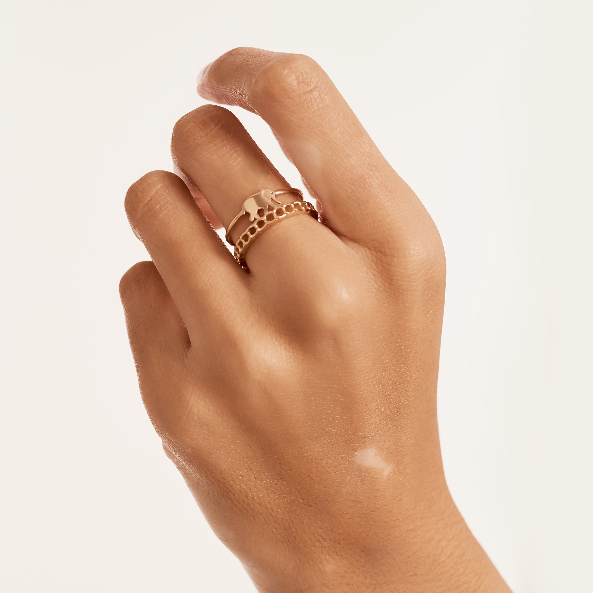 Elephant Motif 14K Gold Ring