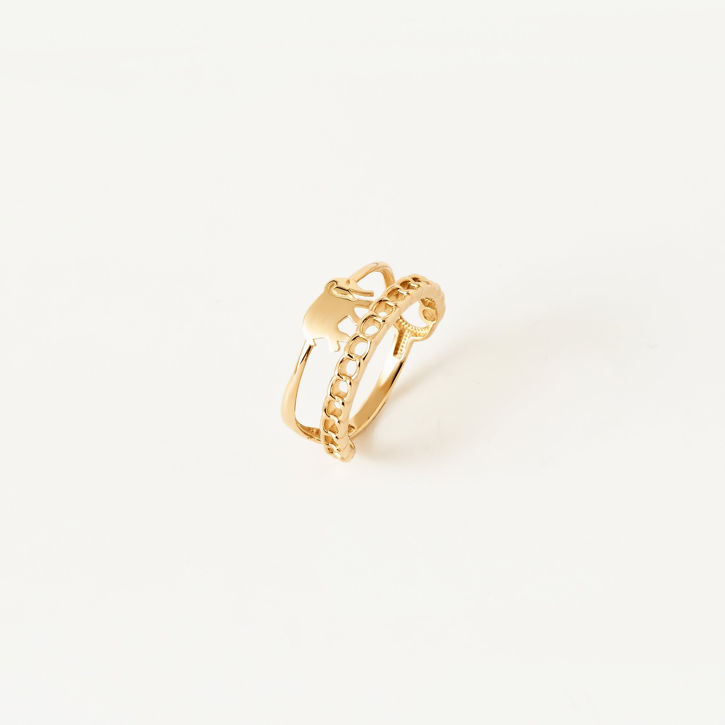 Elephant Motif 14K Gold Ring