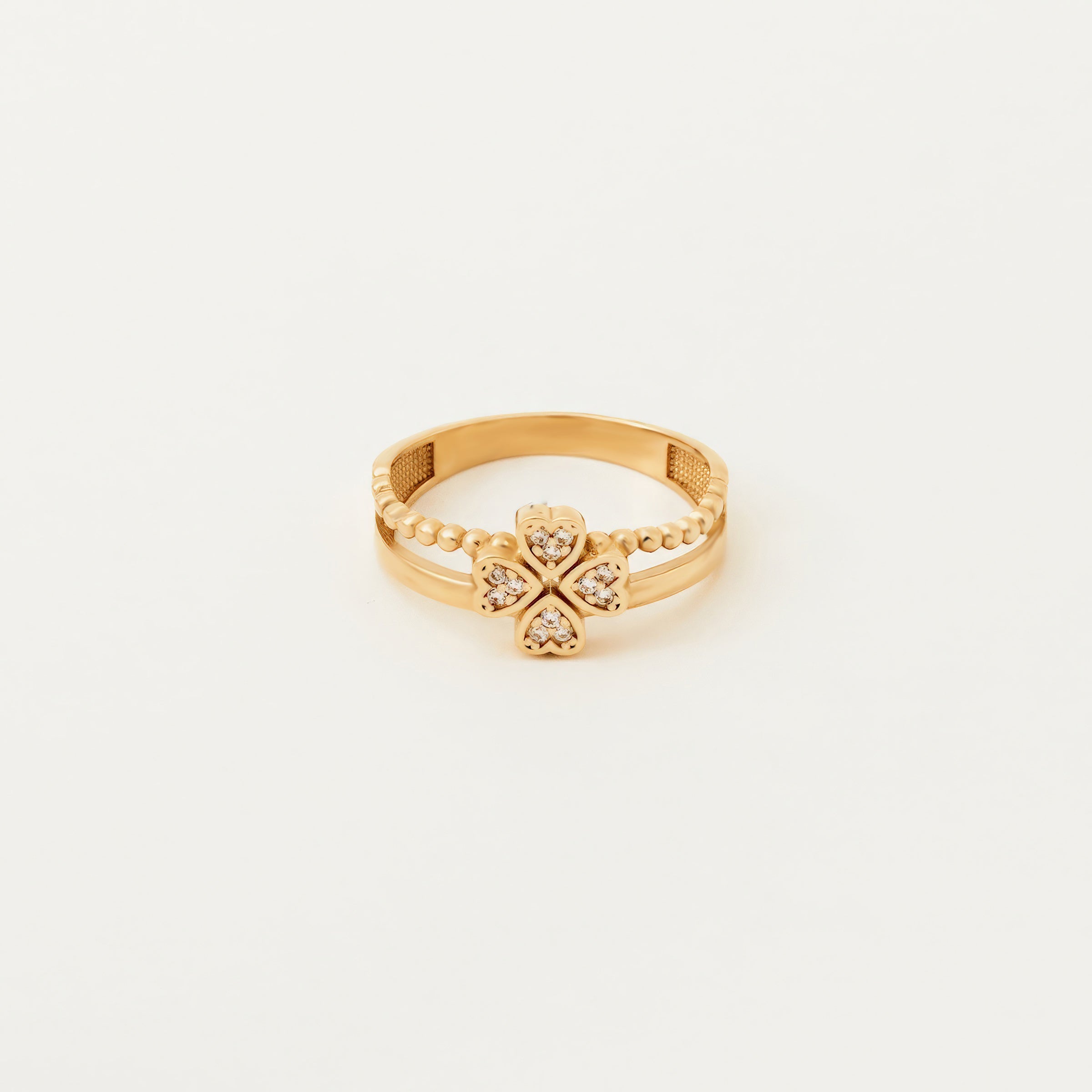 Floral CZ Accented Ring in 14K Gold