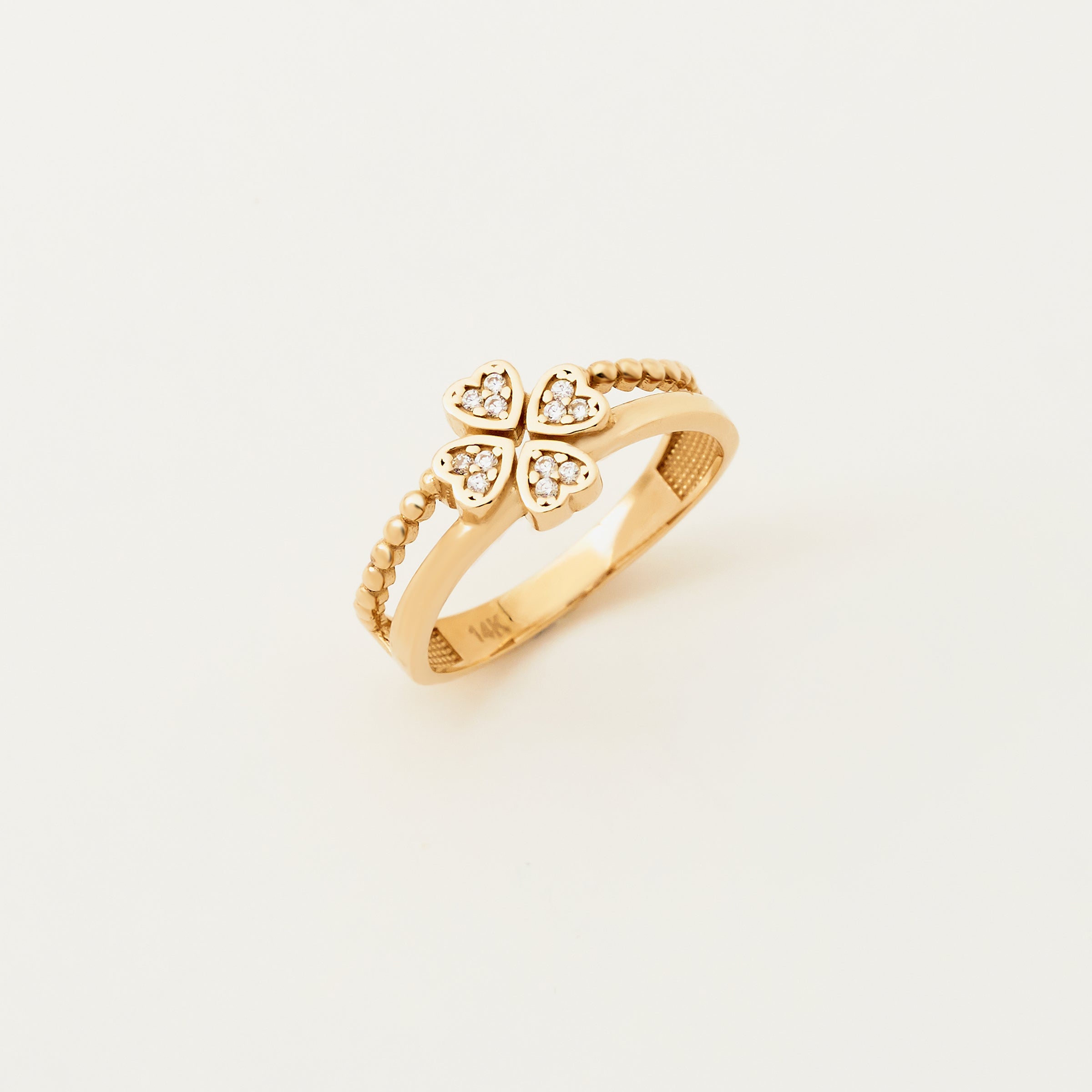 Floral CZ Accented Ring in 14K Gold