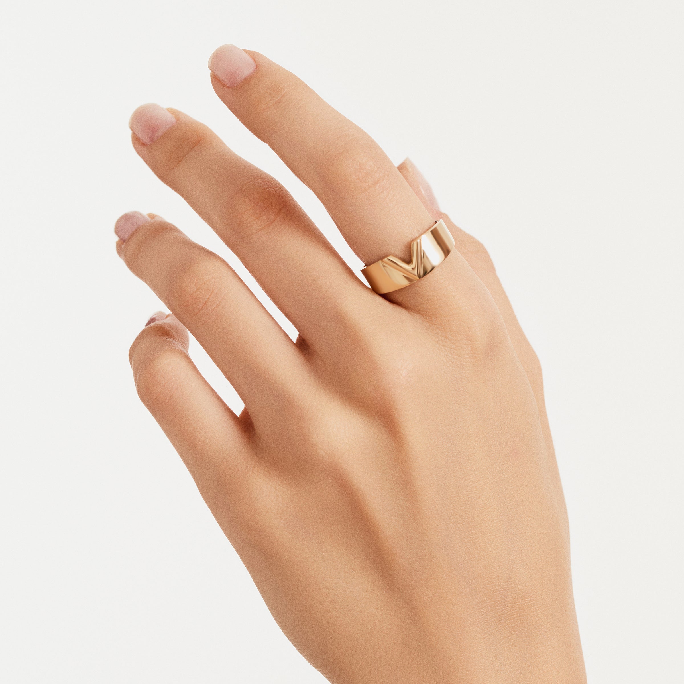 Minimalist Chevron 14K Gold Ring