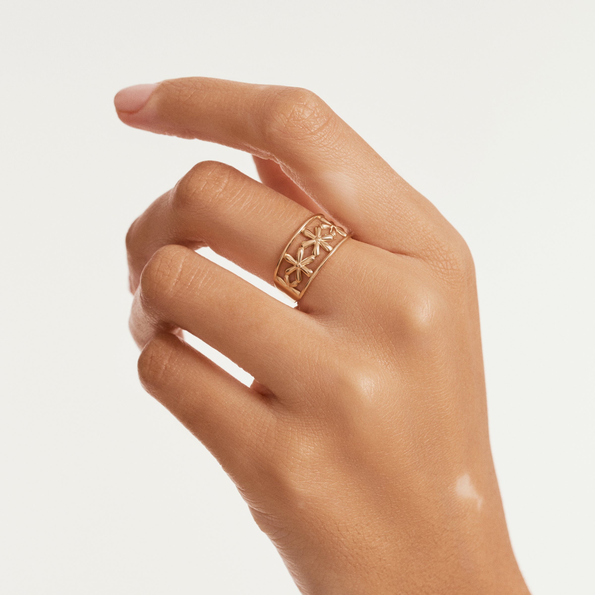 Floral Cutout Band Ring in 14K Gold