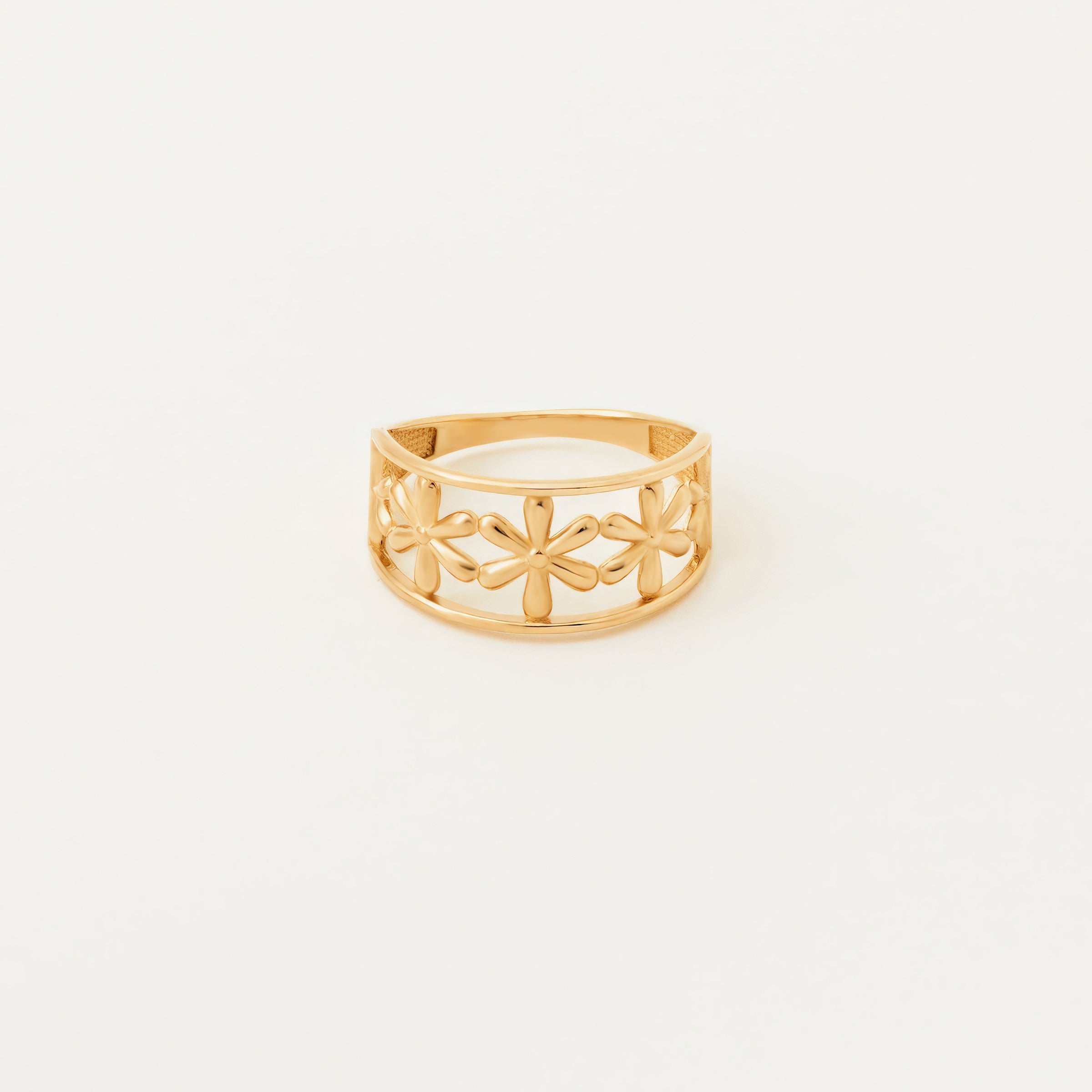 Floral Cutout Band Ring in 14K Gold