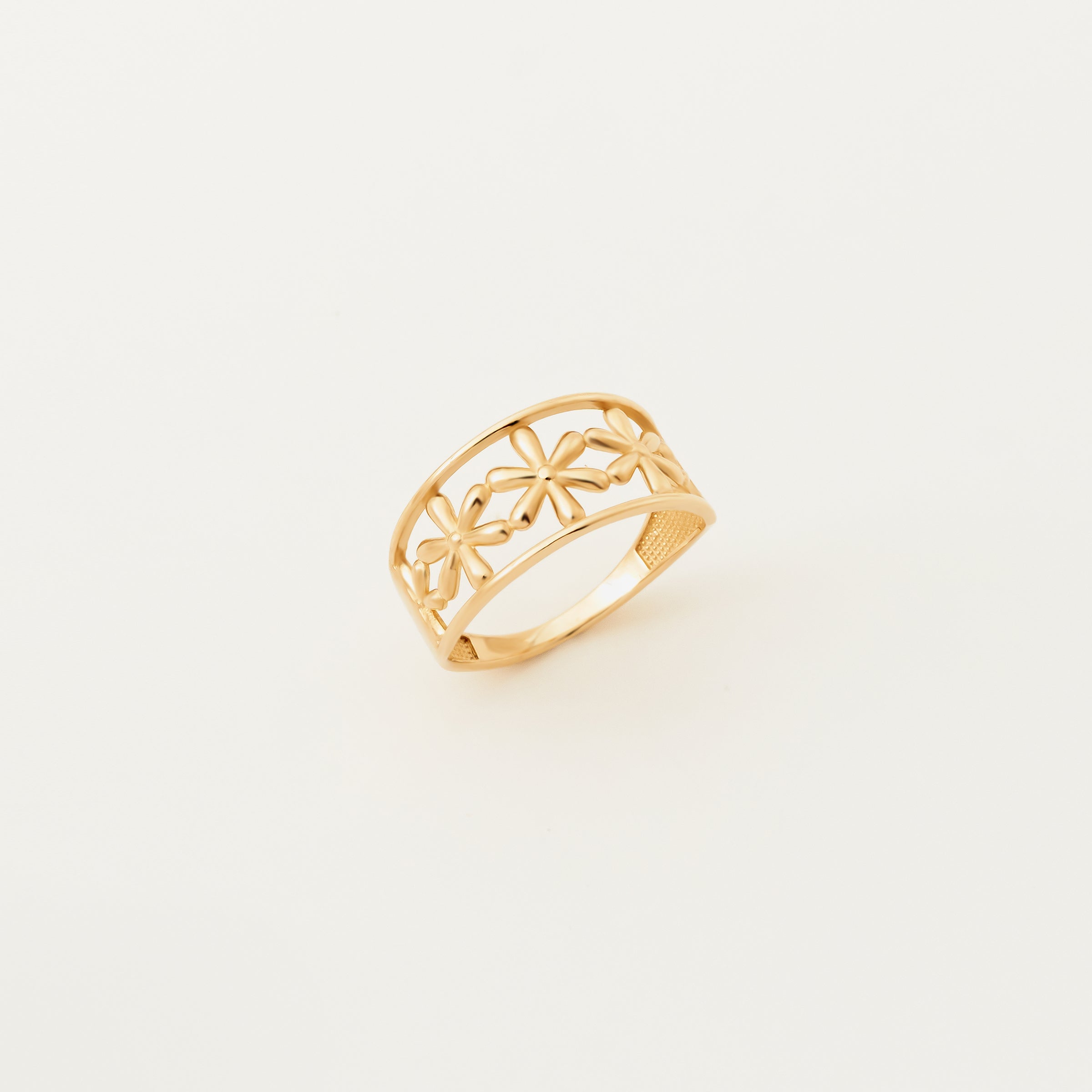 Floral Cutout Band Ring in 14K Gold