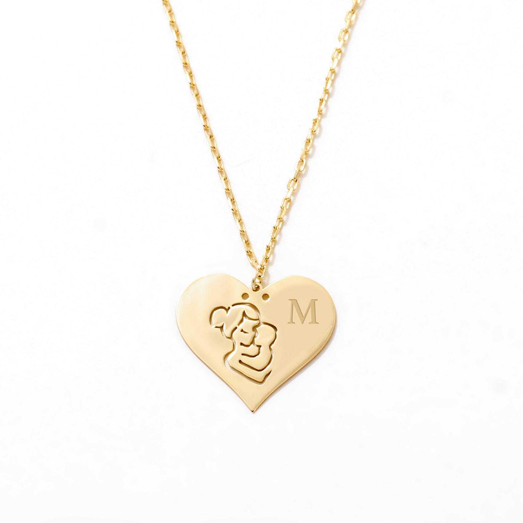 Mother And Baby Heart Letter Necklace