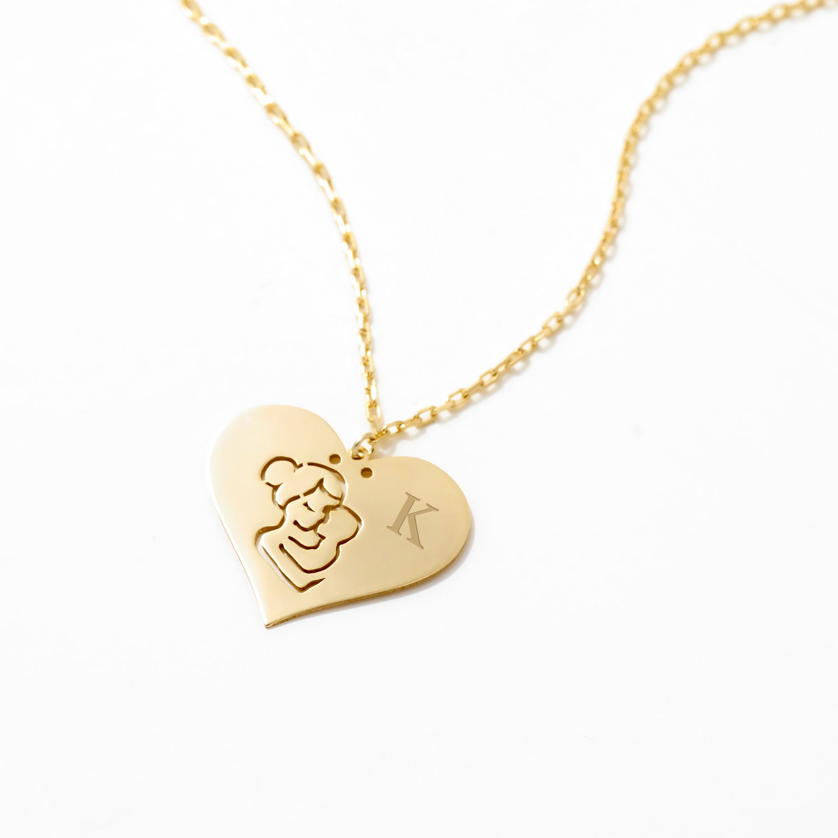 Mother And Baby Heart Letter Necklace