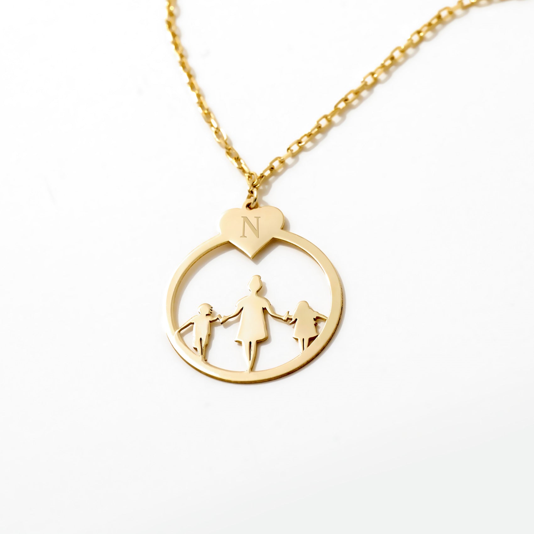 Happy Family Circle Letter Nacklace