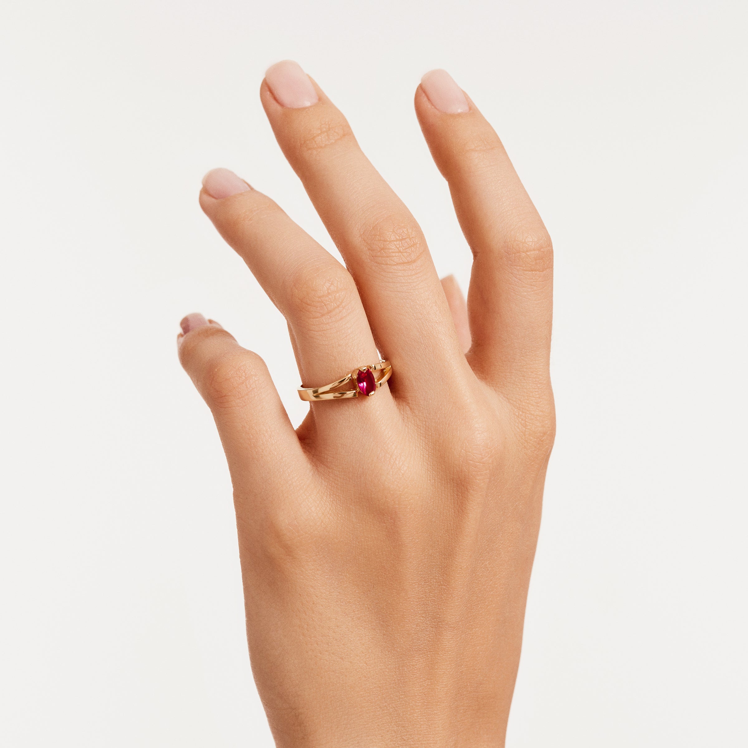 Solitaire Ruby Accent Ring in 14K Gold