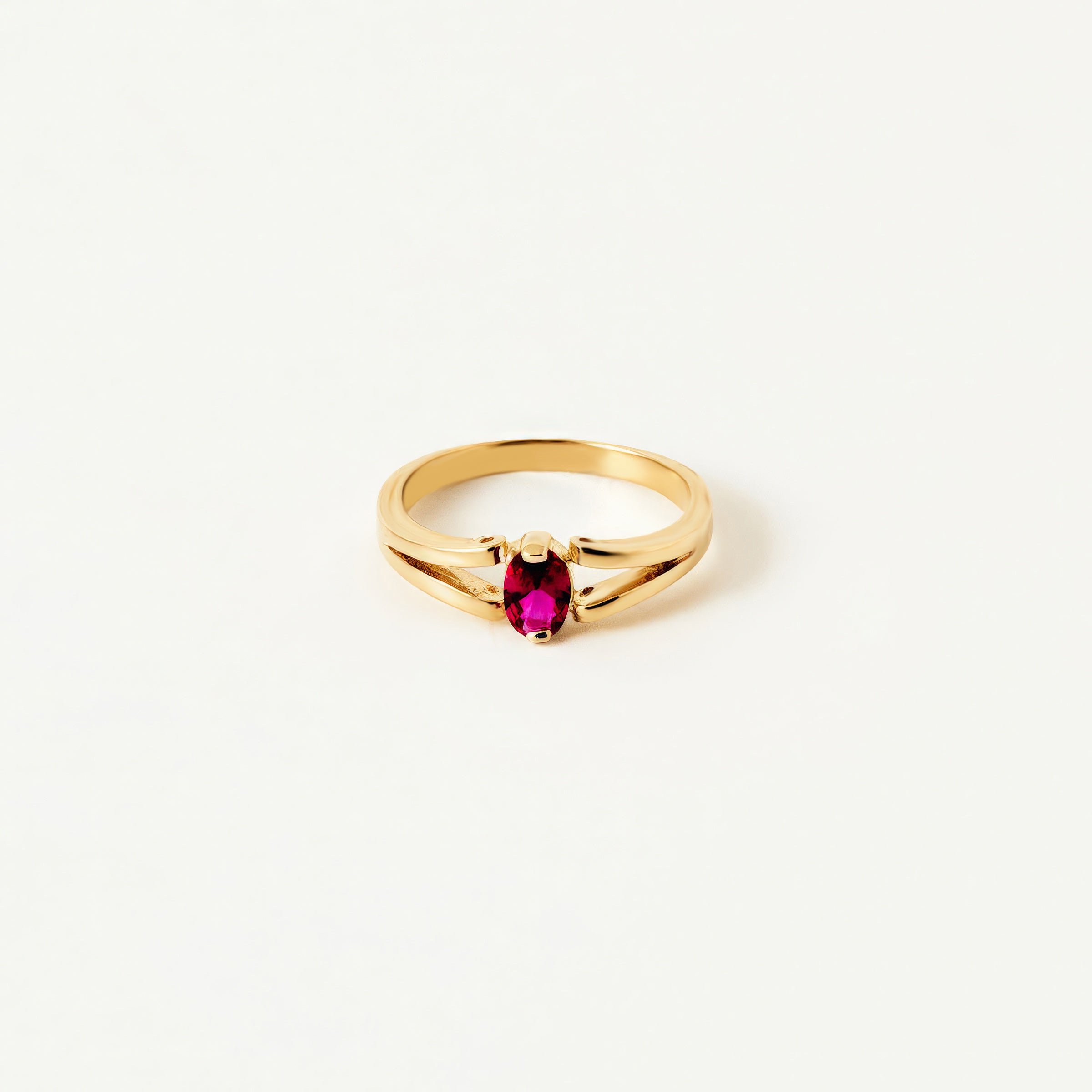 Solitaire Ruby Accent Ring in 14K Gold