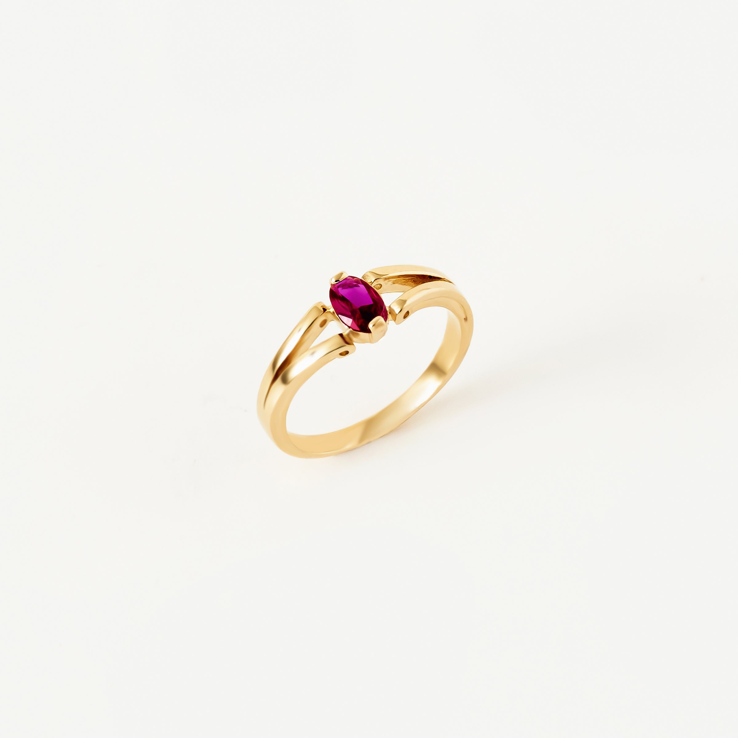 Solitaire Ruby Accent Ring in 14K Gold