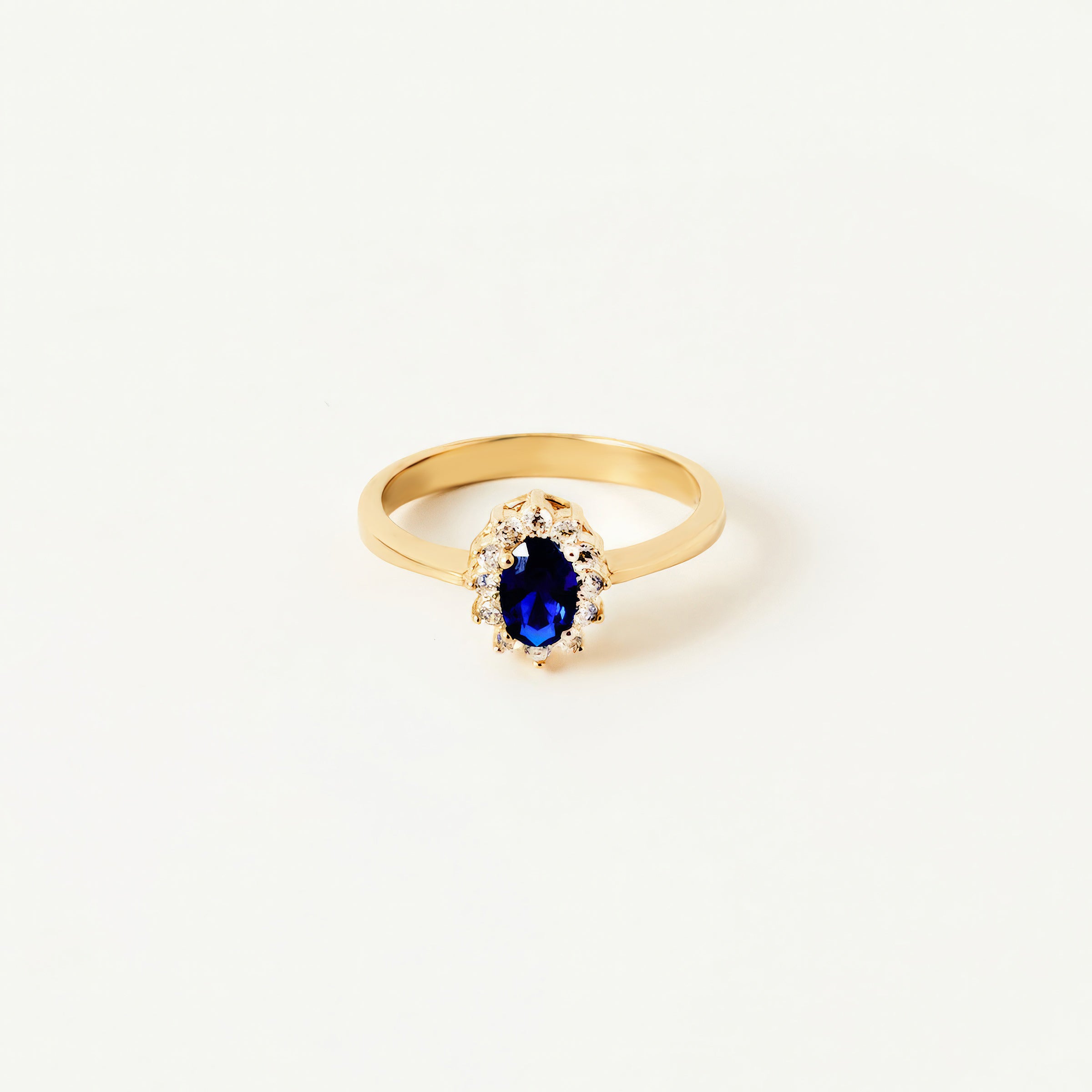 Oval Sapphire CZ Ring in 14K Gold