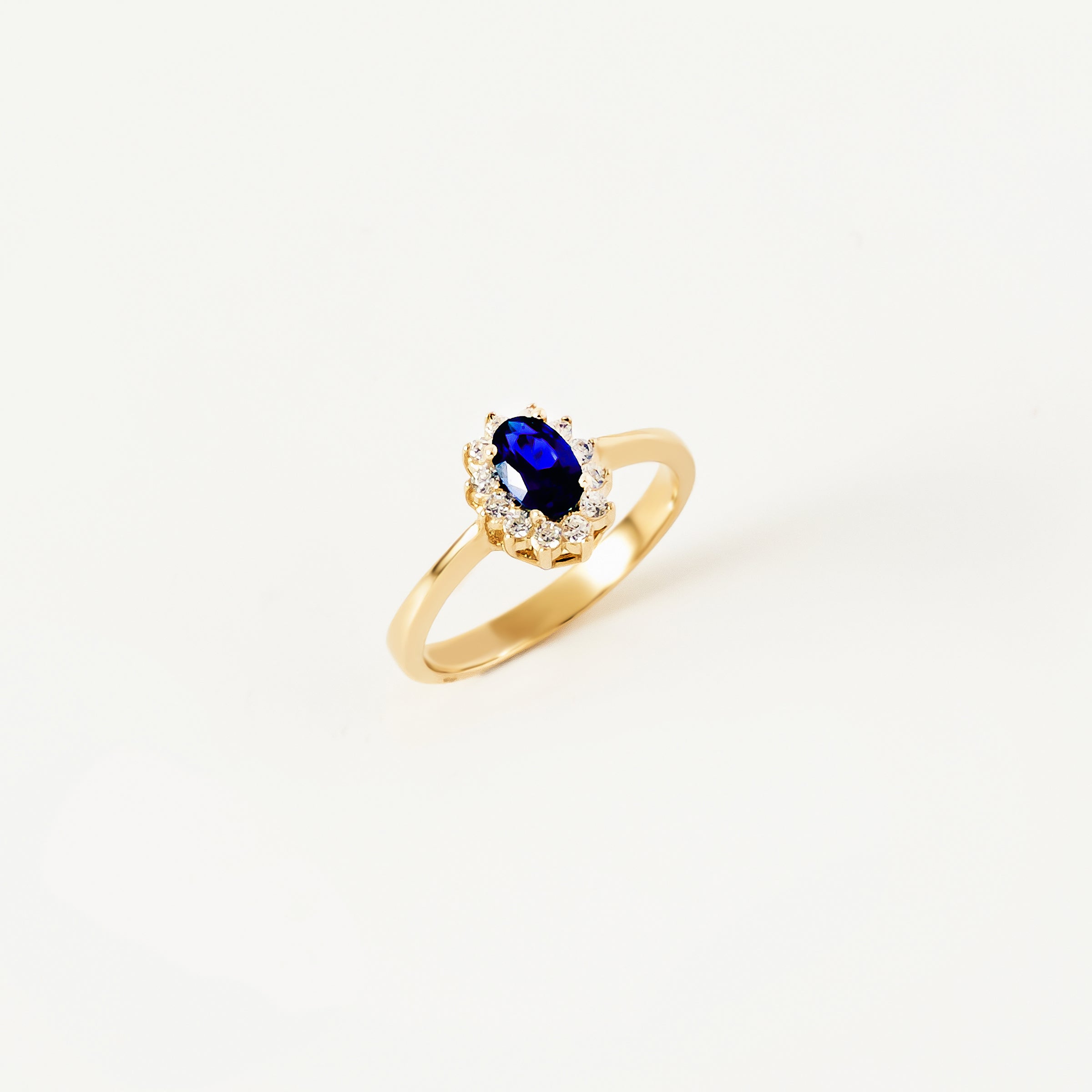 Oval Sapphire CZ Ring in 14K Gold