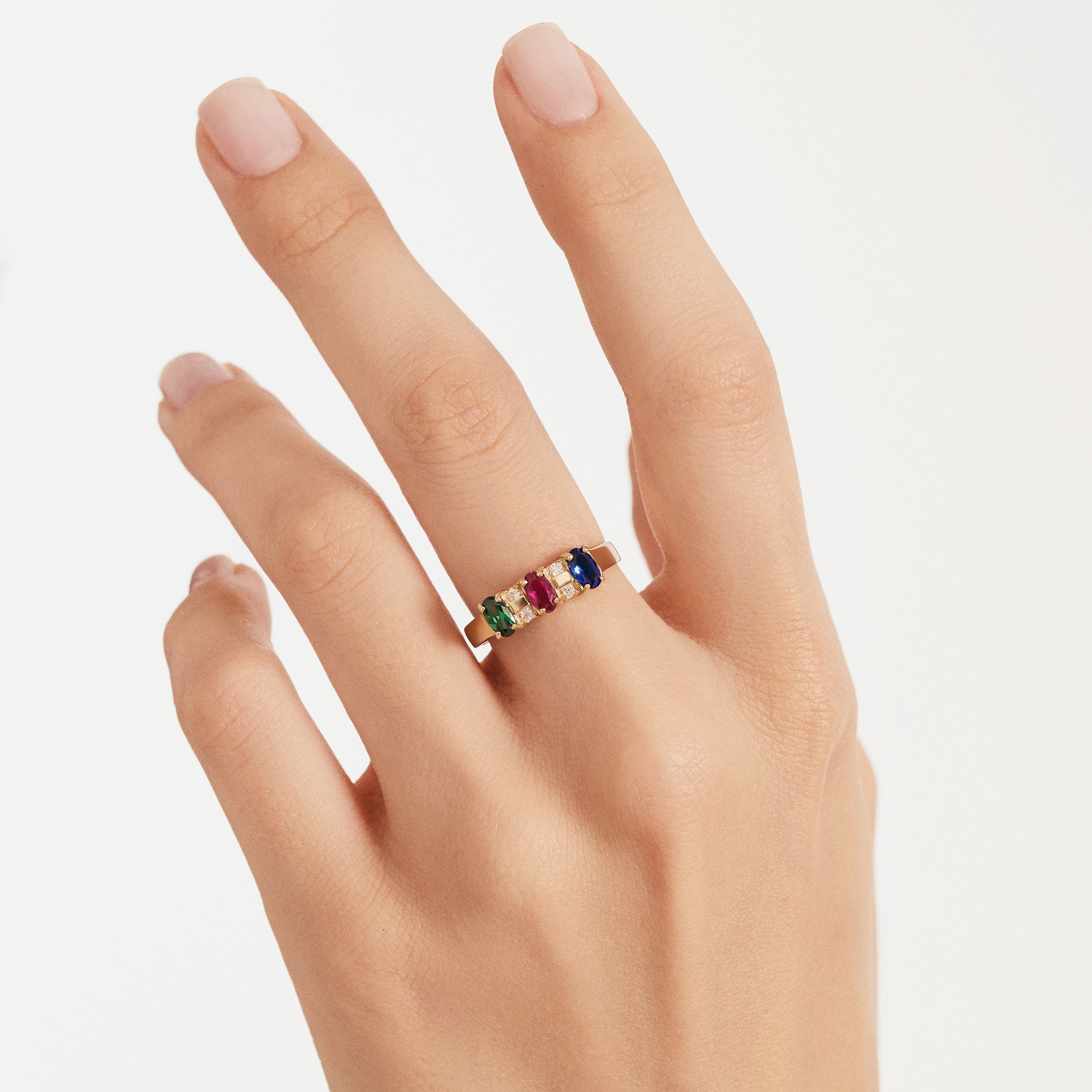 Multi-Gemstone Stack 14K Gold Ring