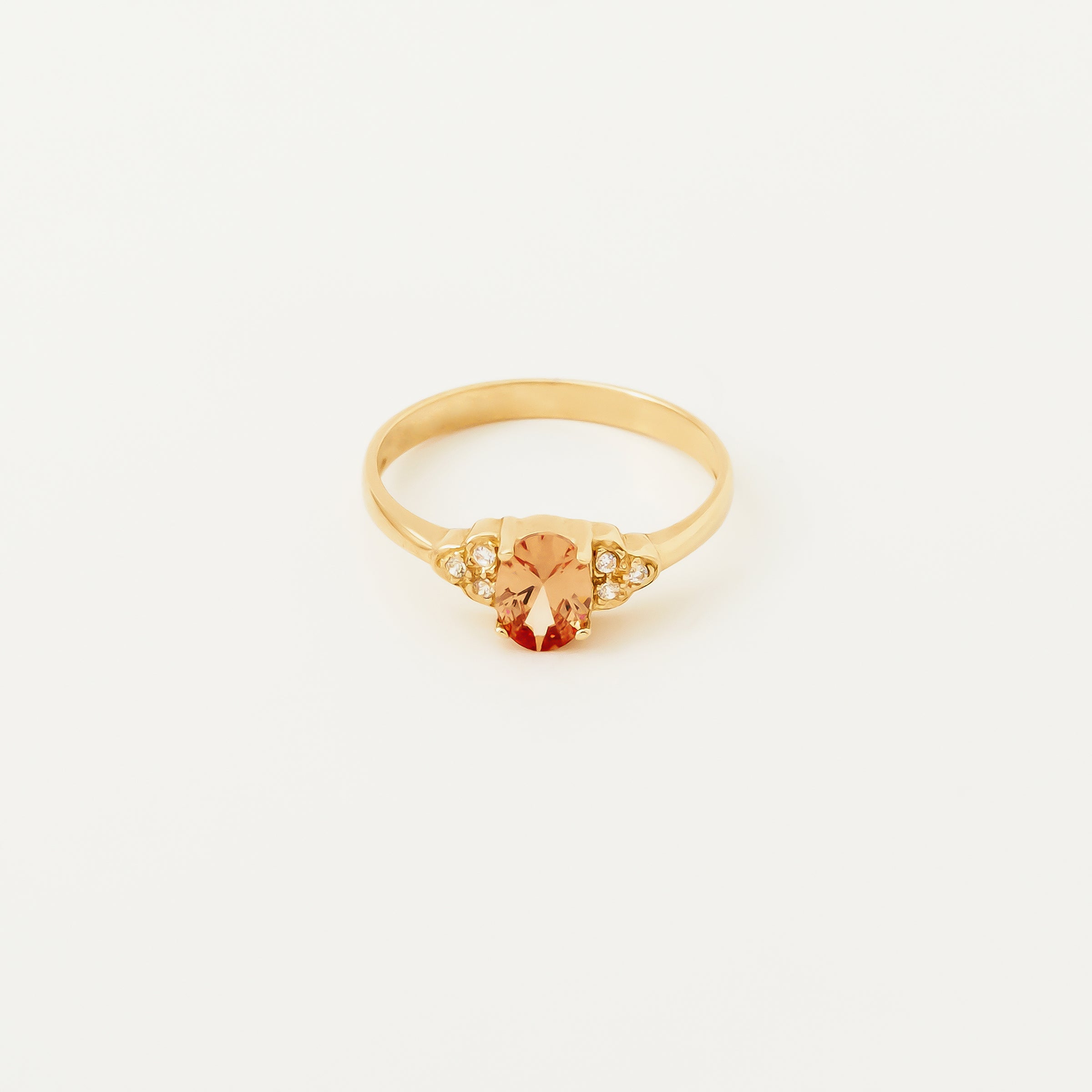 Solitaire Citrine CZ Ring in 14K Gold