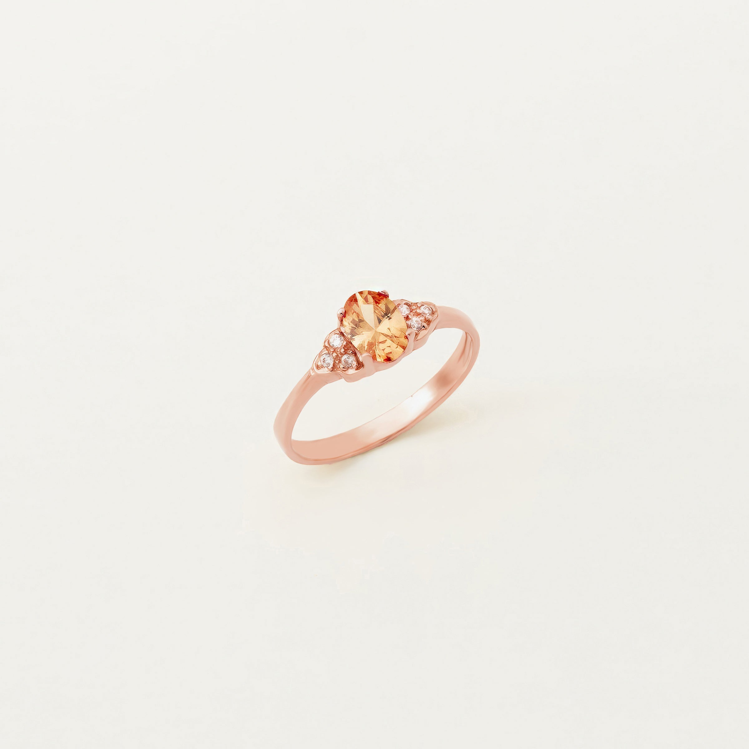 Solitaire Citrine CZ Ring in 14K Gold