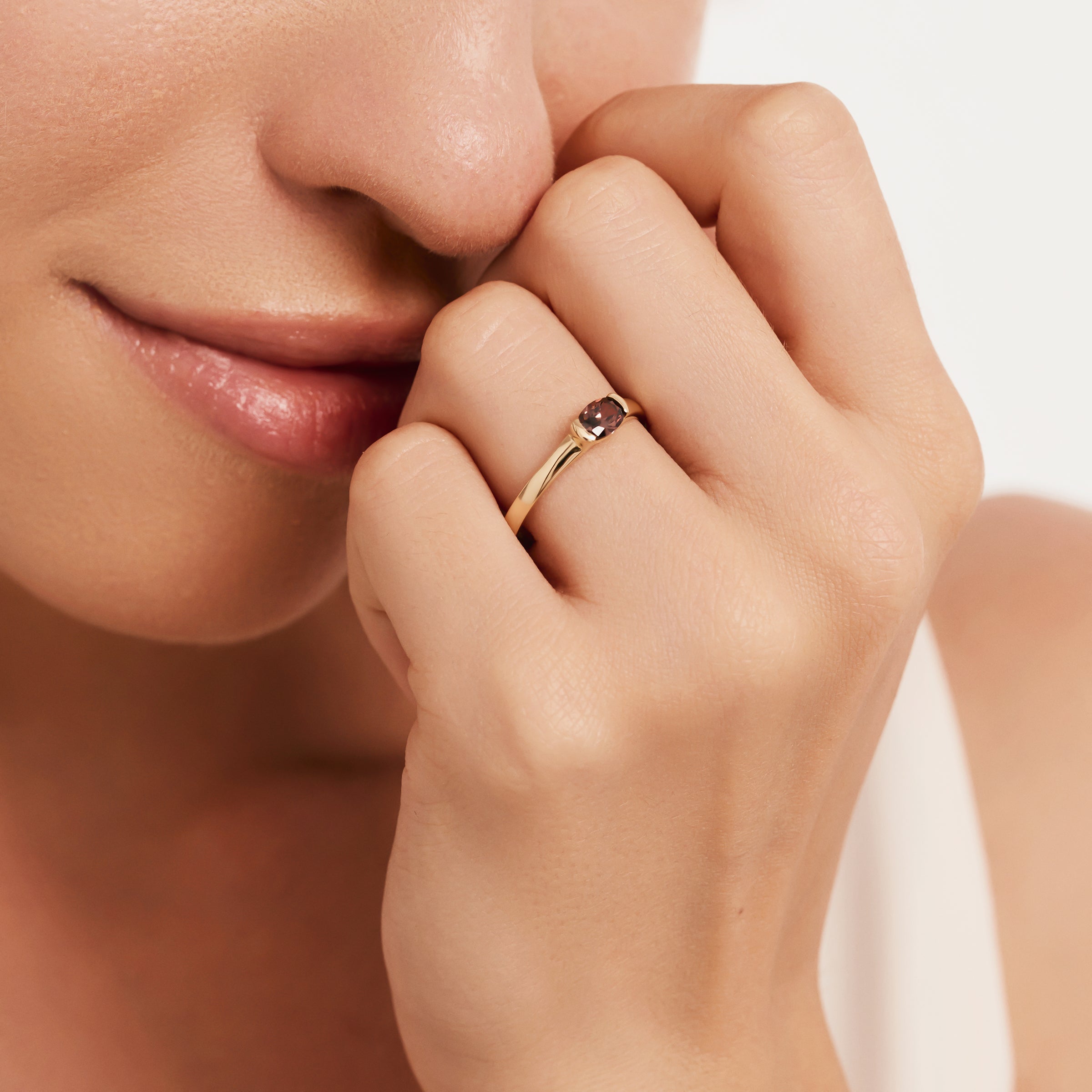 Oval Gemstone Ring in 14K Gold