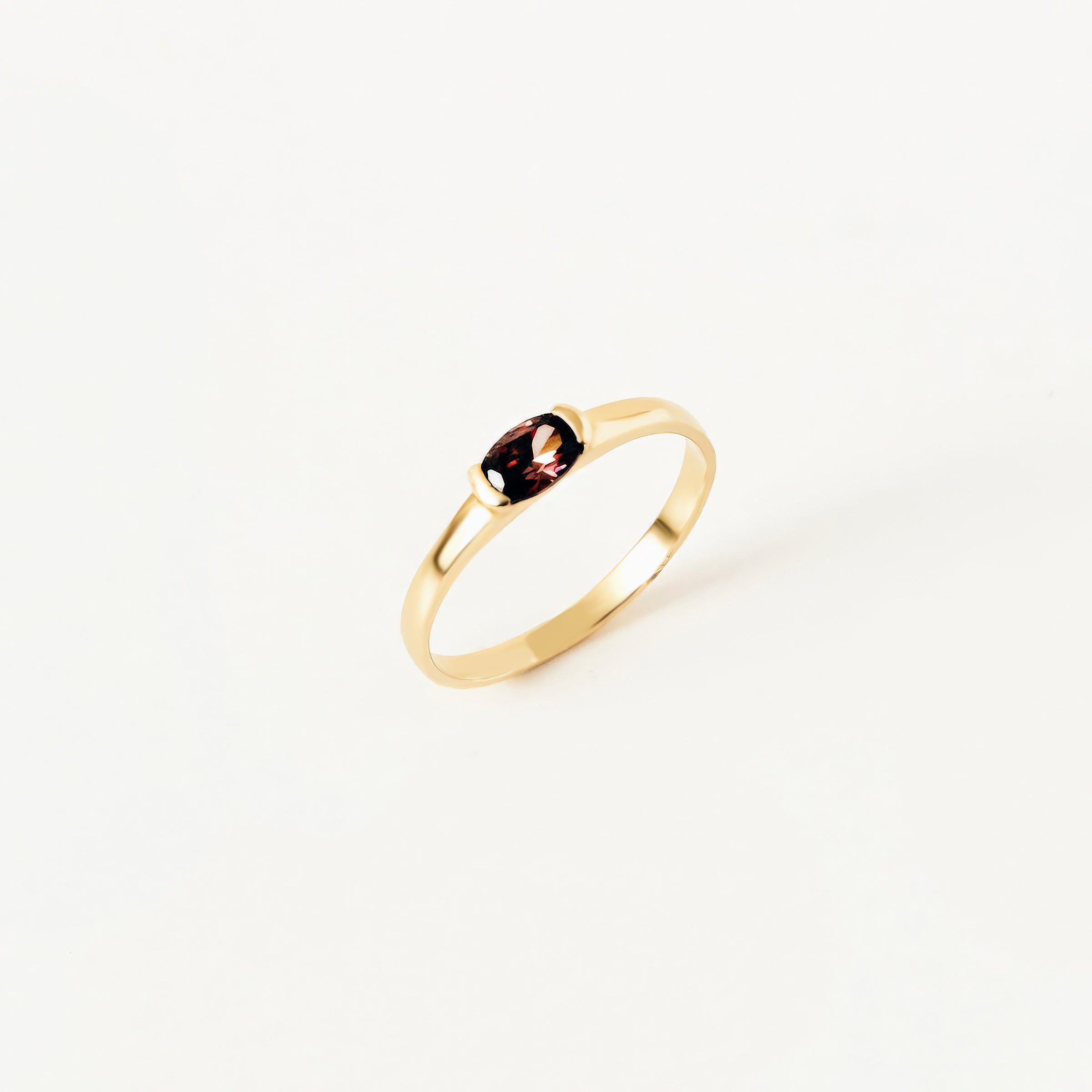 Oval Gemstone Ring in 14K Gold