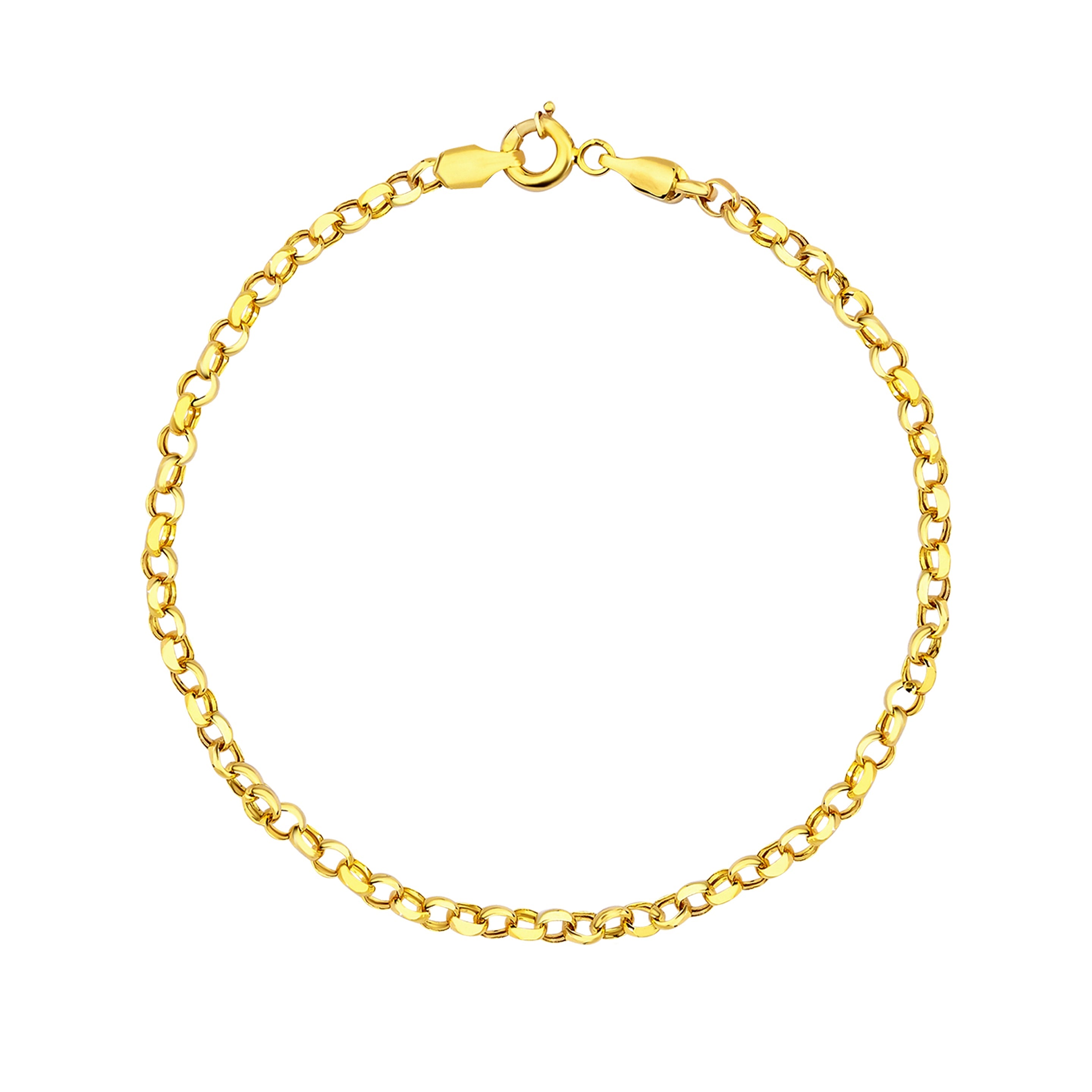 14K Gold Rolo Chain Bracelet - 1.80 mm featuring polished round Rolo links in solid gold.