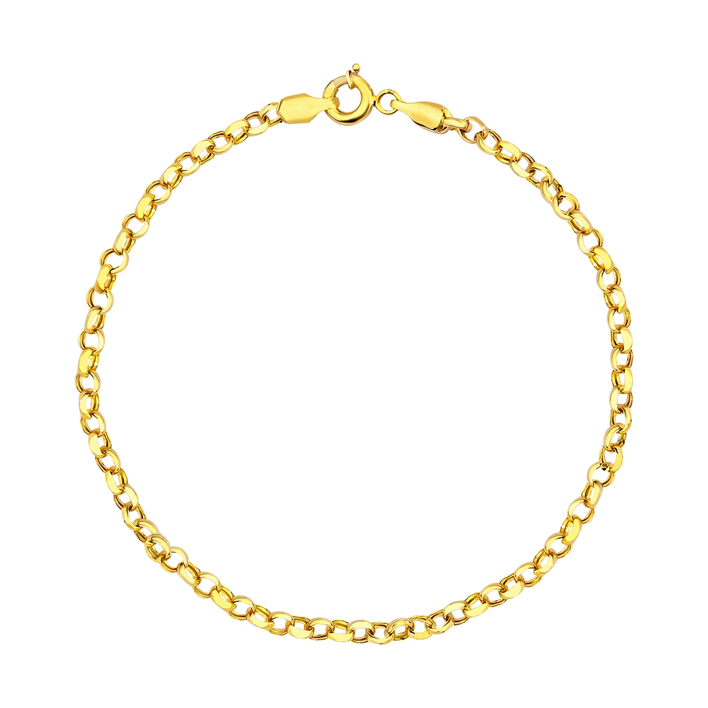 14K gold cable link chain bracelet, 2.30mm, featuring a polished finish and interlocking links.