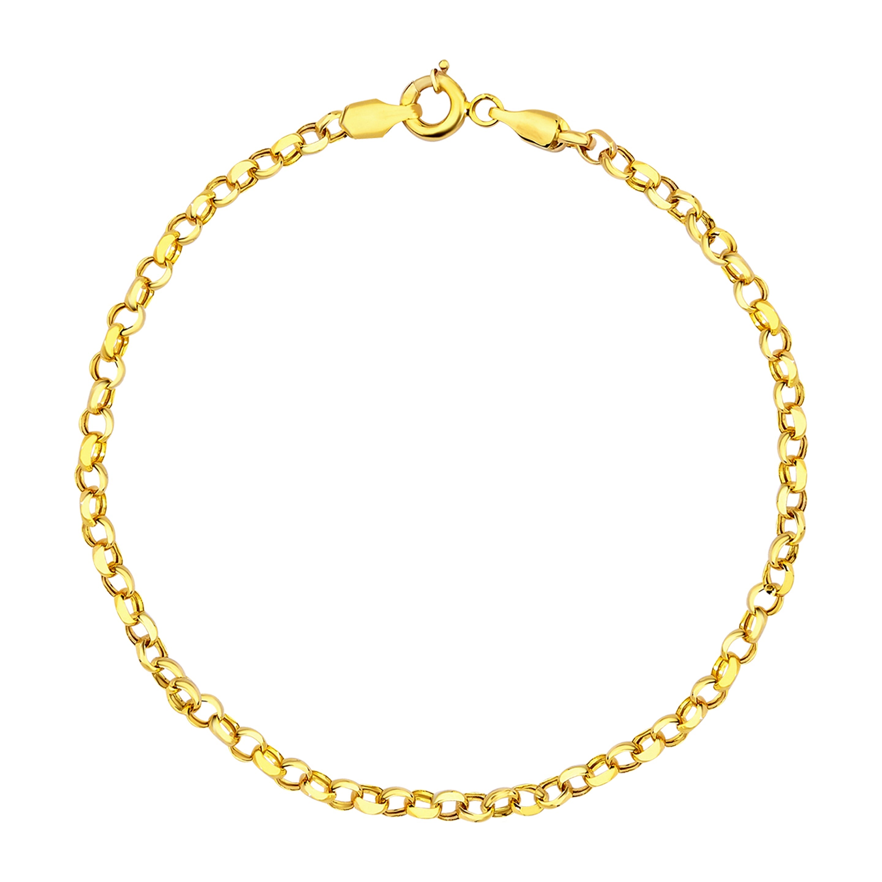 14K Gold Rolo Chain Bracelet - 2.90 mm featuring round rolo links in polished gold.