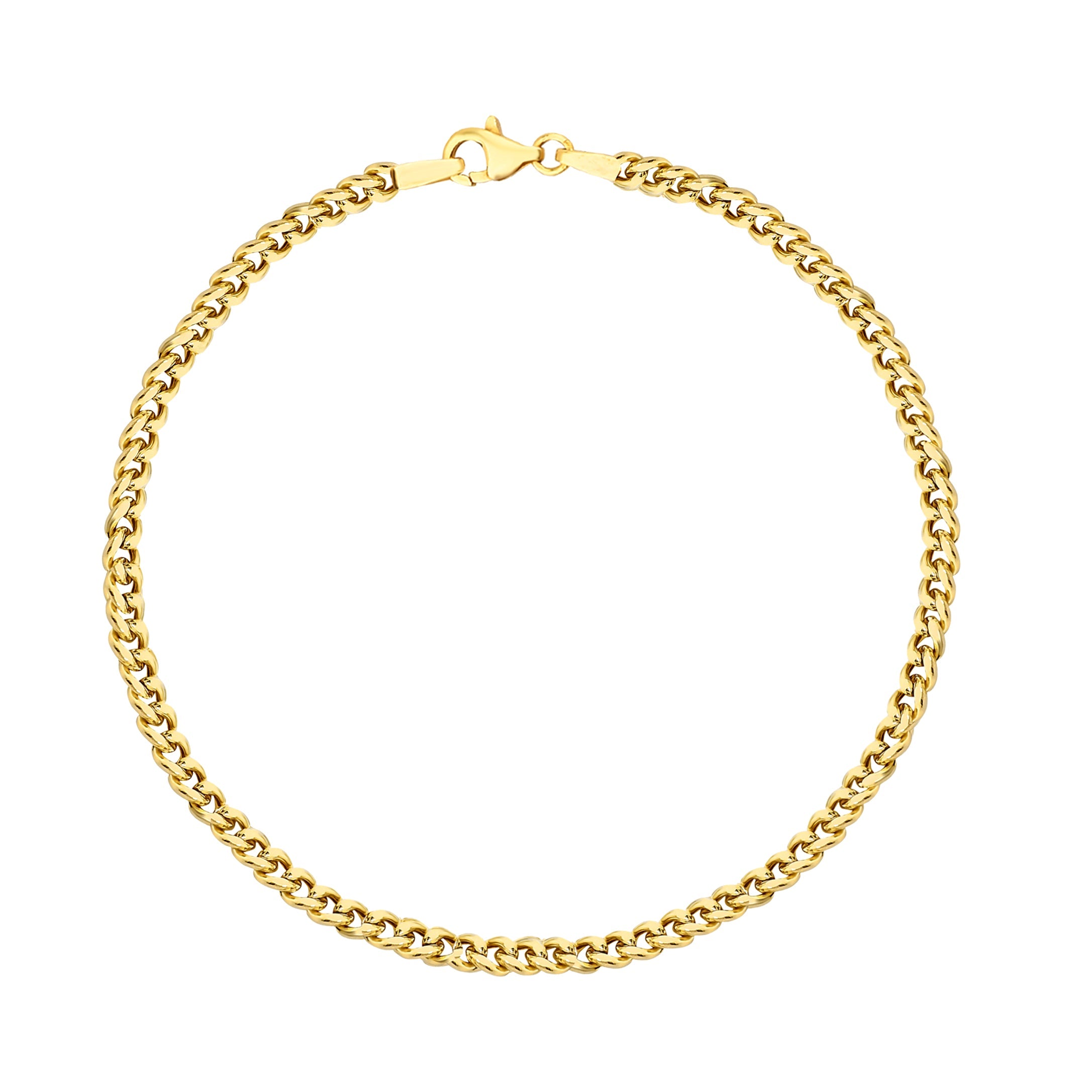 14K Gold Cuban Miami Link Chain Bracelet - 2.05 mm featuring a sleek, polished gold Cuban link design.