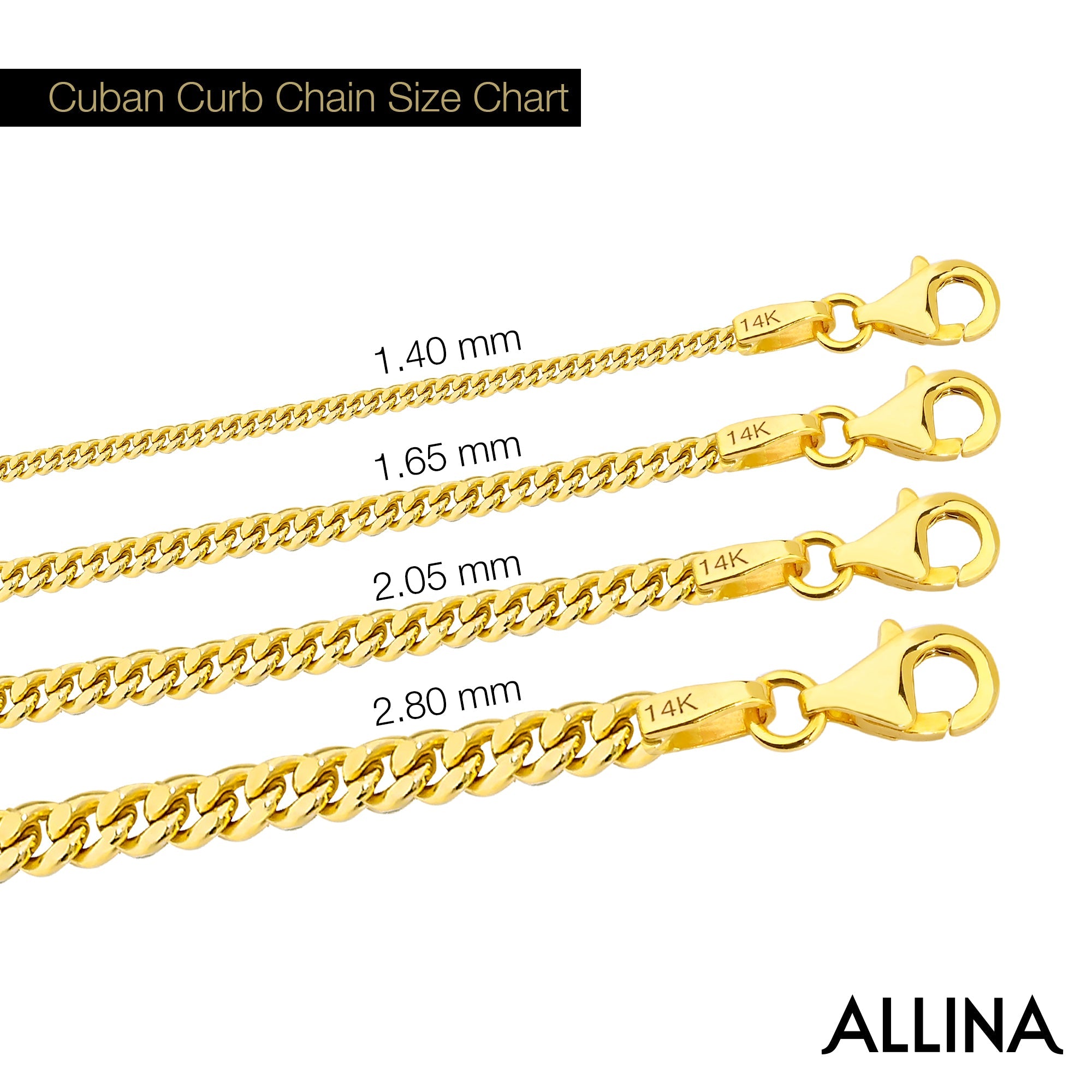 Miami Cuban Link Curb Chain Necklace - 2.80 mm featuring a polished gold curb link design.