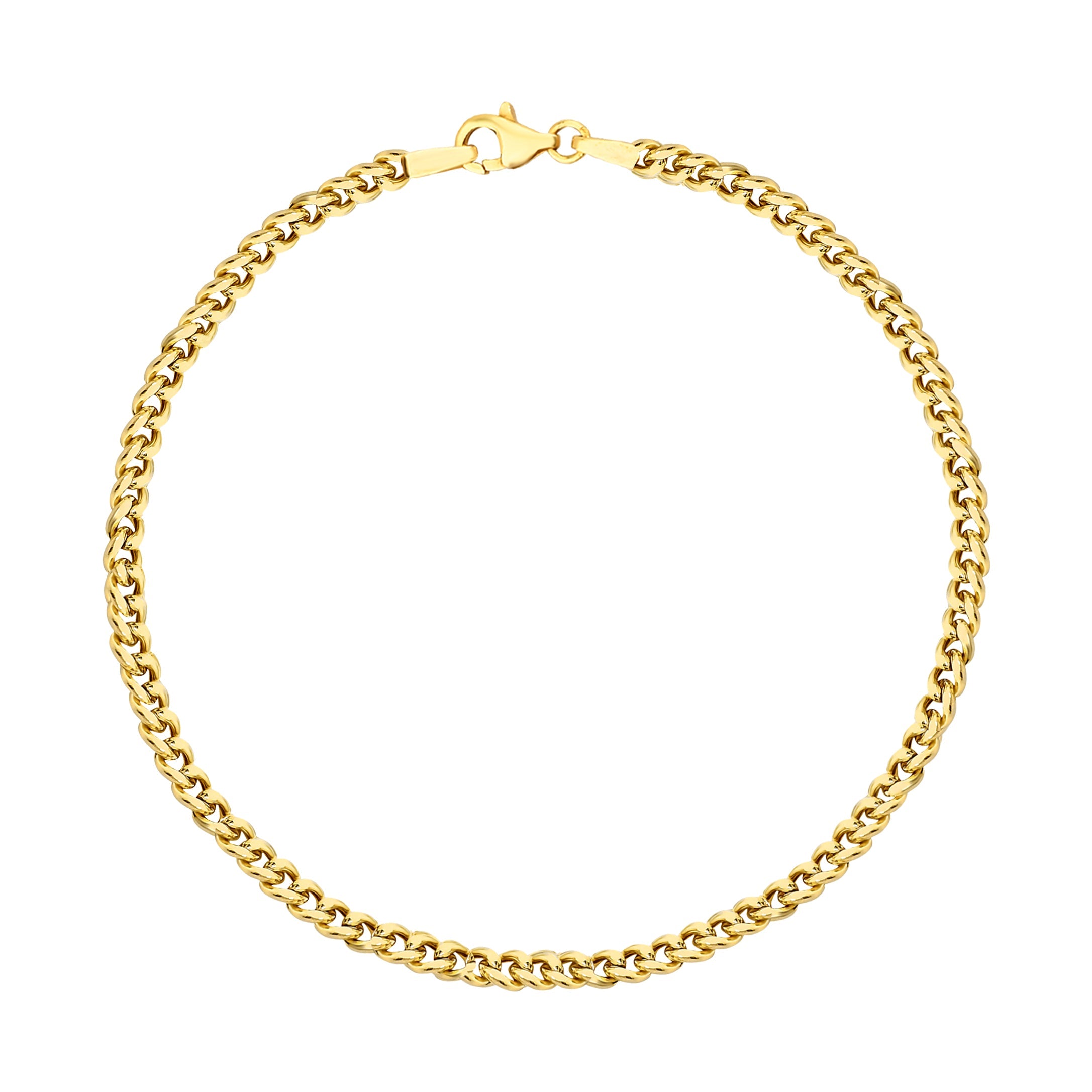 14K gold Cuban link chain bracelet, 2.80mm, featuring a classic design with interlocking links and a polished finish