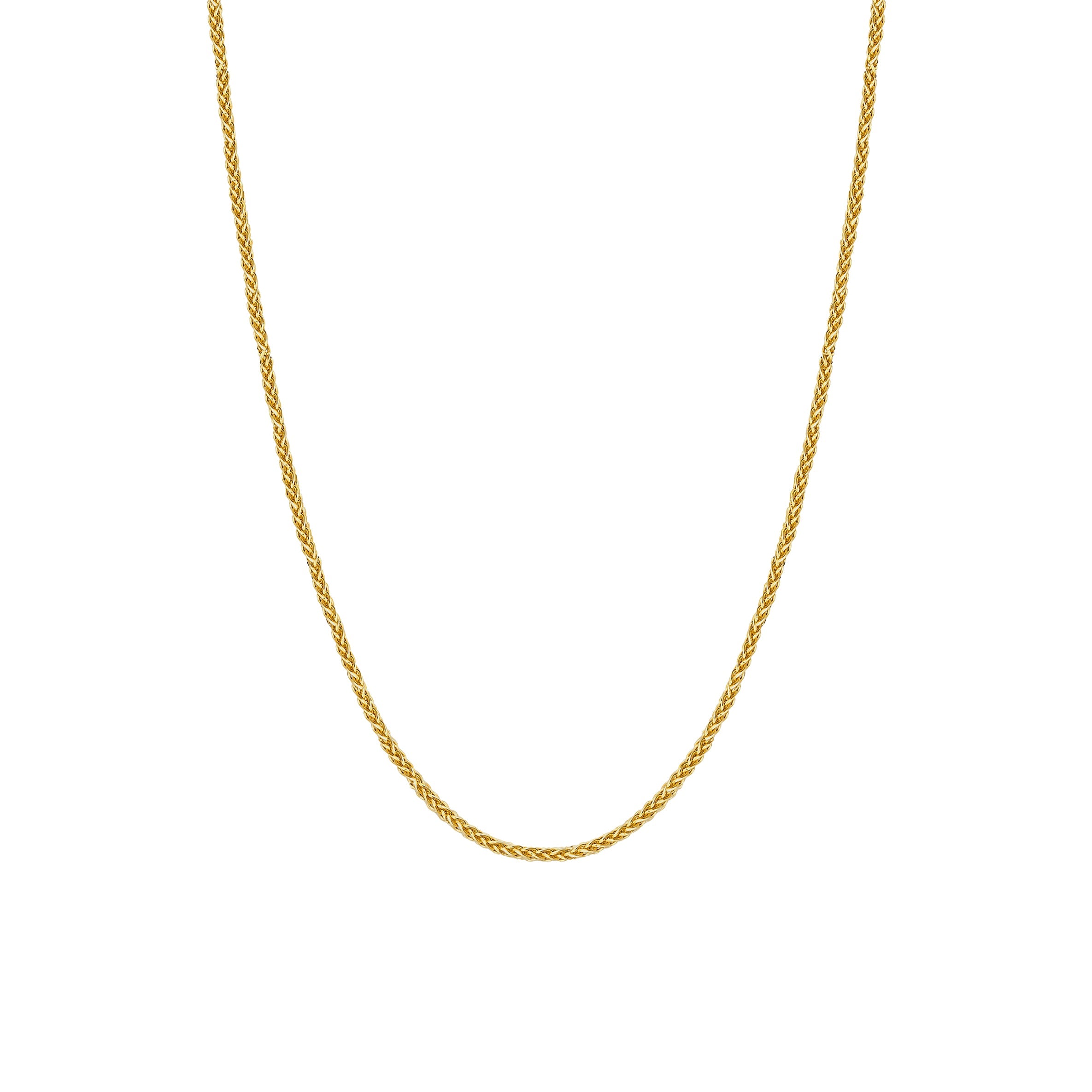 14K gold Franco chain necklace, 0.70mm, featuring V-shaped links with a polished finish.