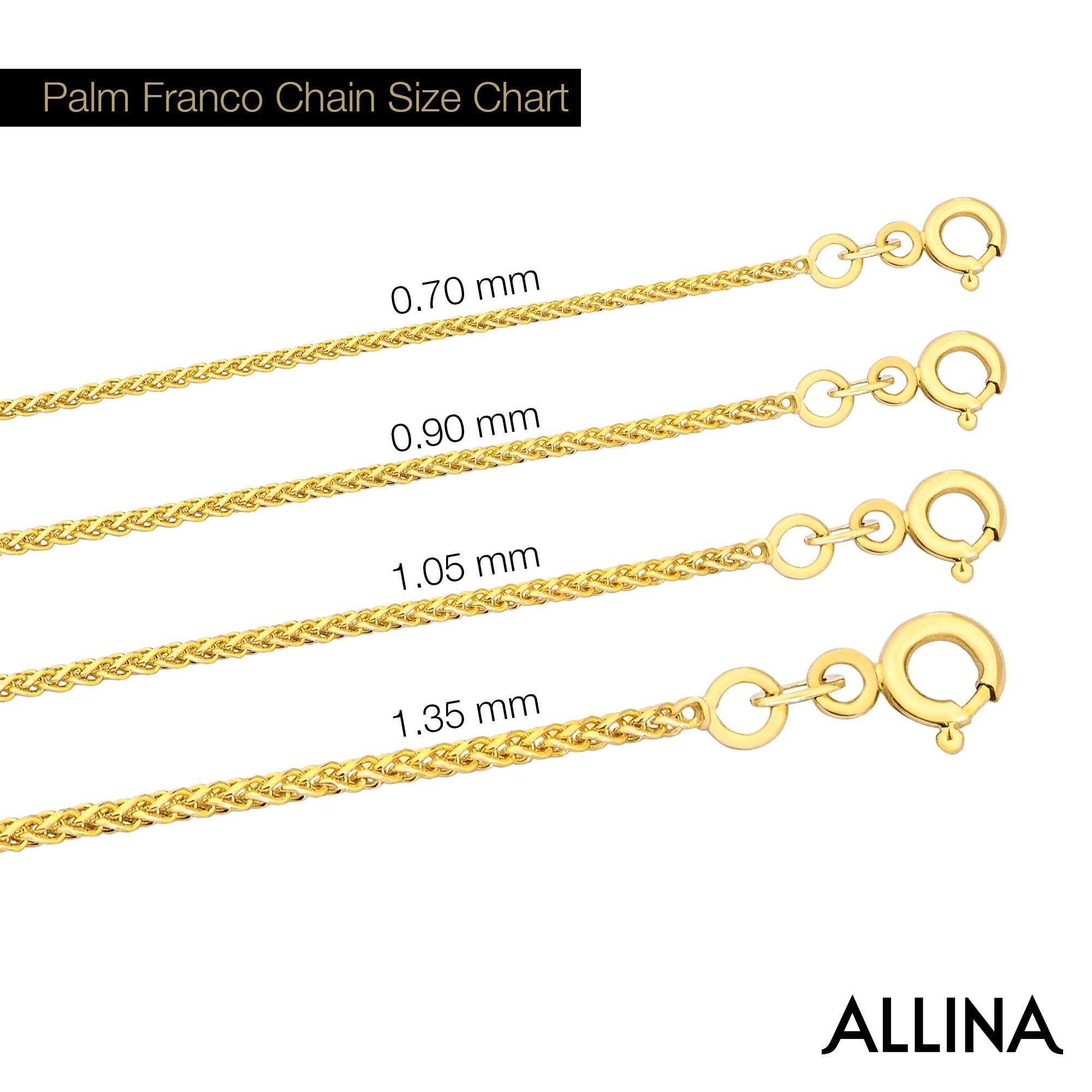 14K Gold Franco Chain Necklace - 0.90mm | Classic & Durable Gold Necklace