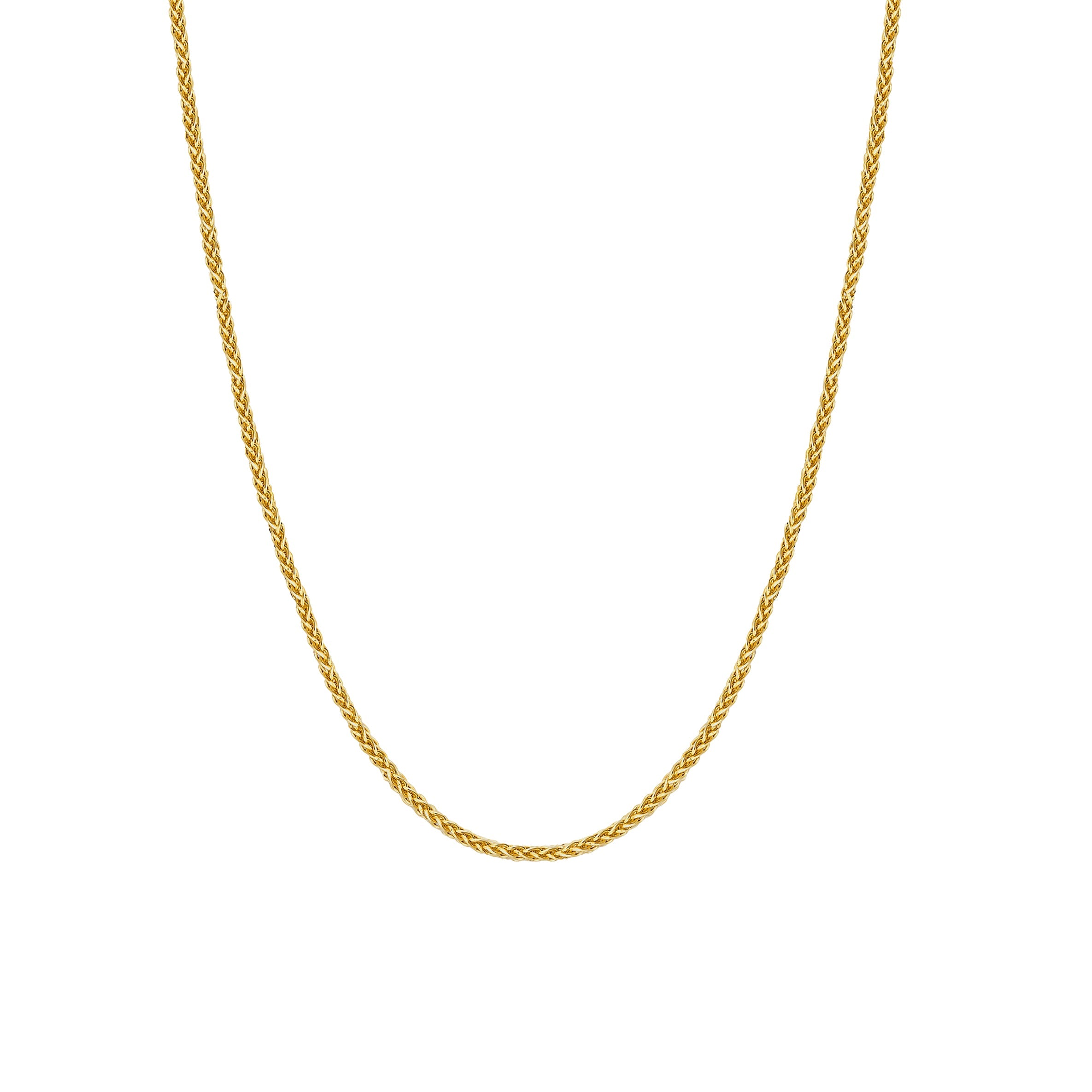 14K gold Franco chain necklace, 0.90mm, featuring V-shaped links and a polished finish.