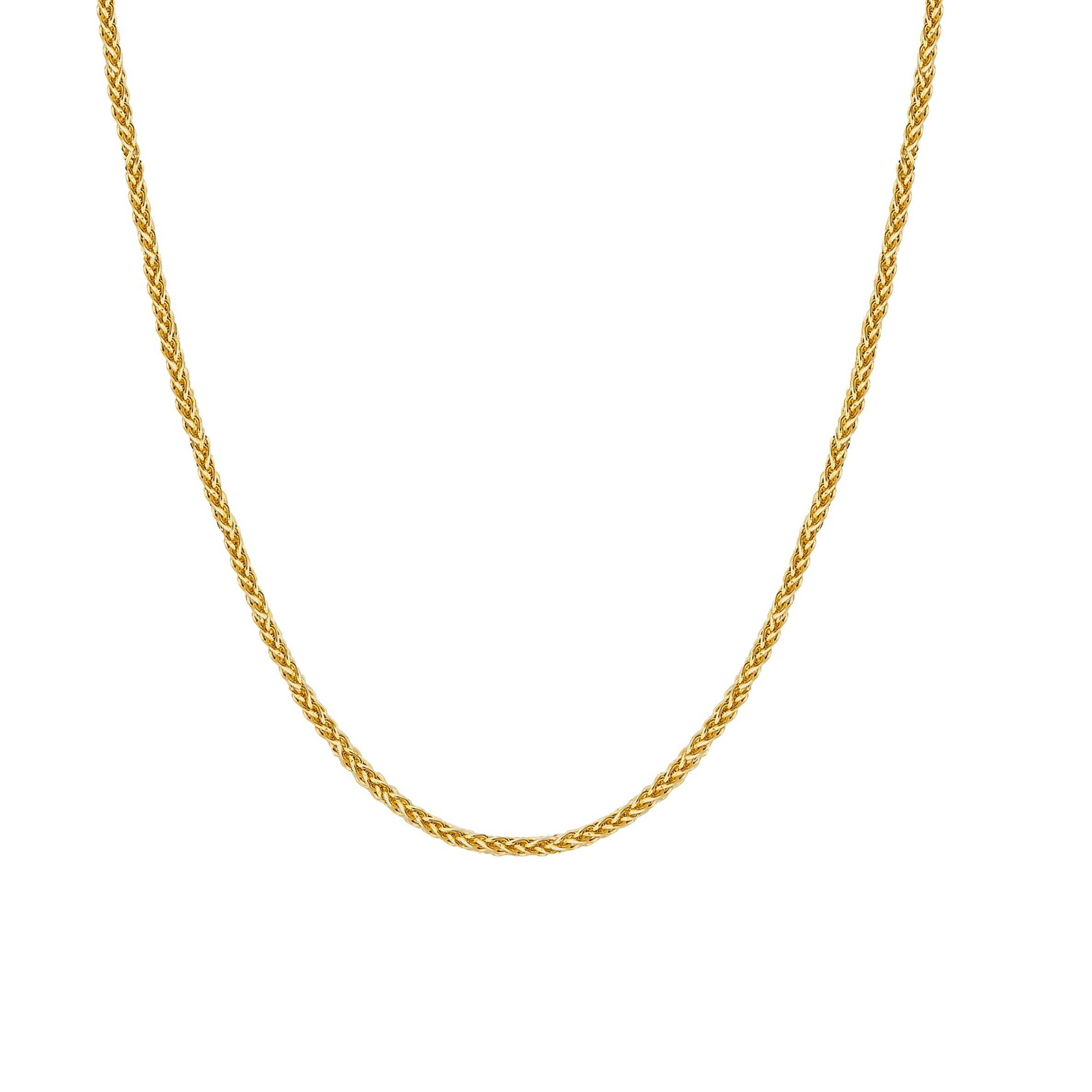 14K Gold Franco Chain Necklace - 1.35 mm featuring tightly woven links in polished gold.