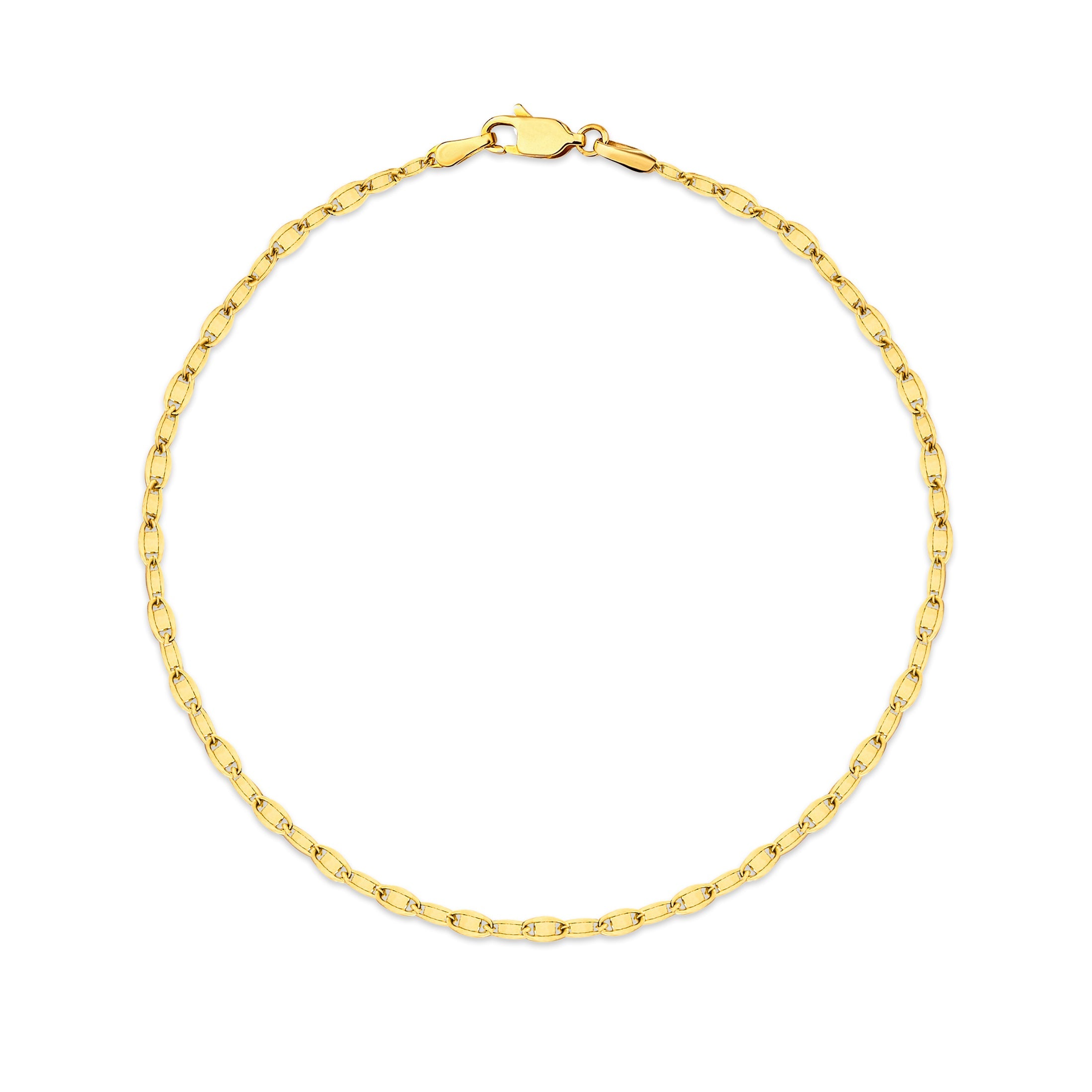 14K Gold Anchor Chain Bracelet - 2.05 mm featuring polished gold interlocking links.