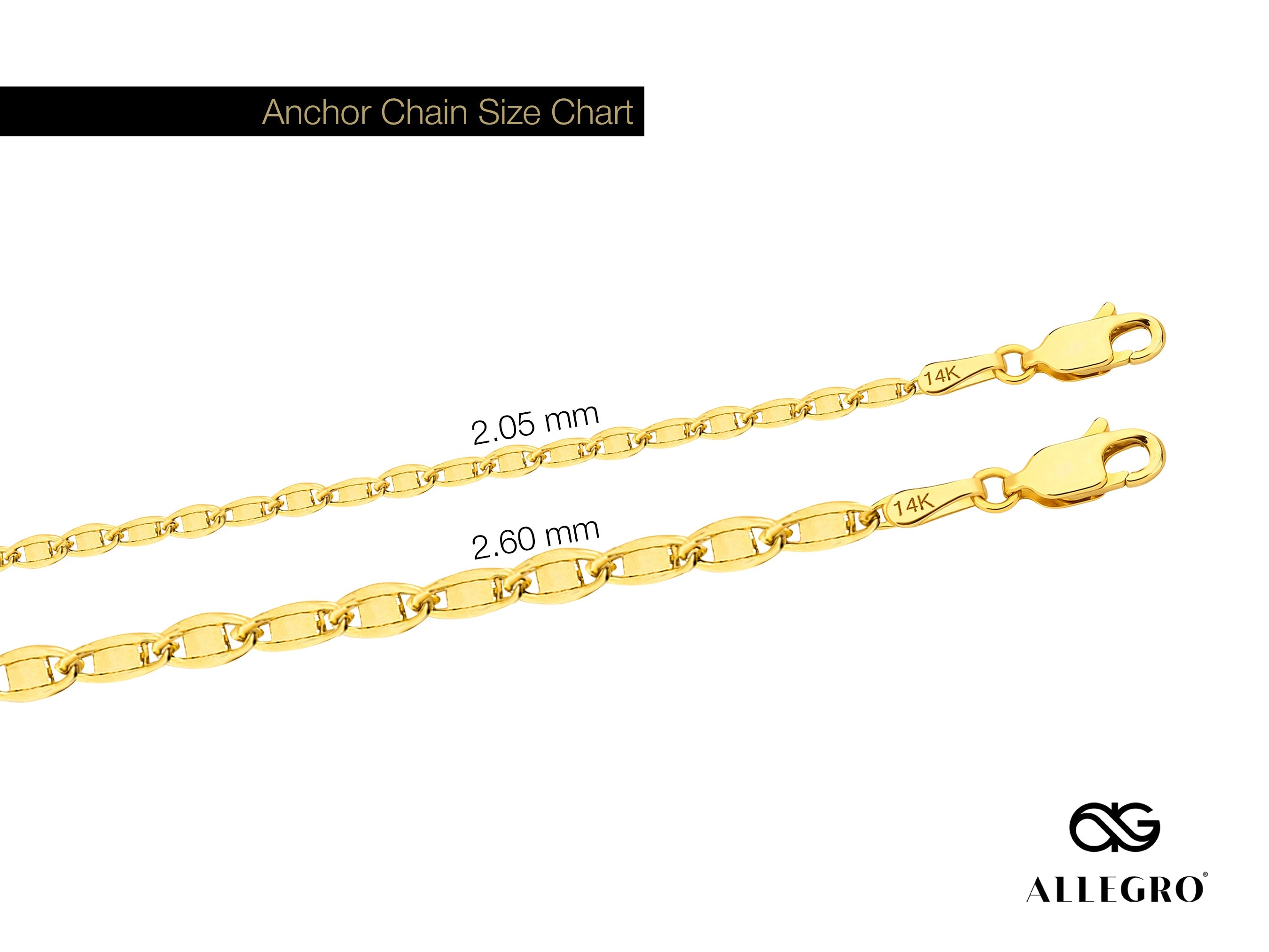 14K Gold Anchor Chain Bracelet - 2.60 mm | Elegant & Timeless Gold Bracelet