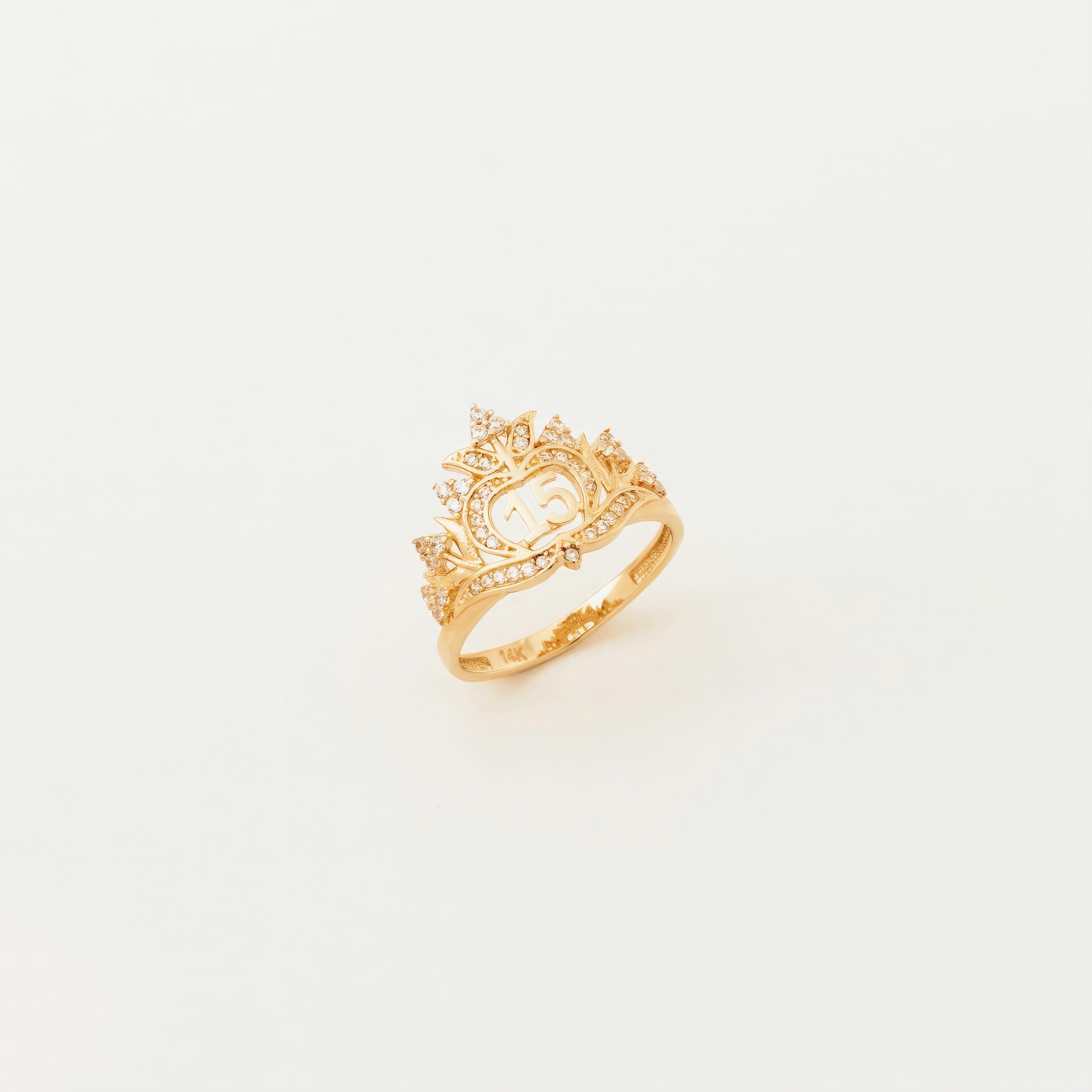 Crown-Inspired CZ Accented Ring in 14K Gold