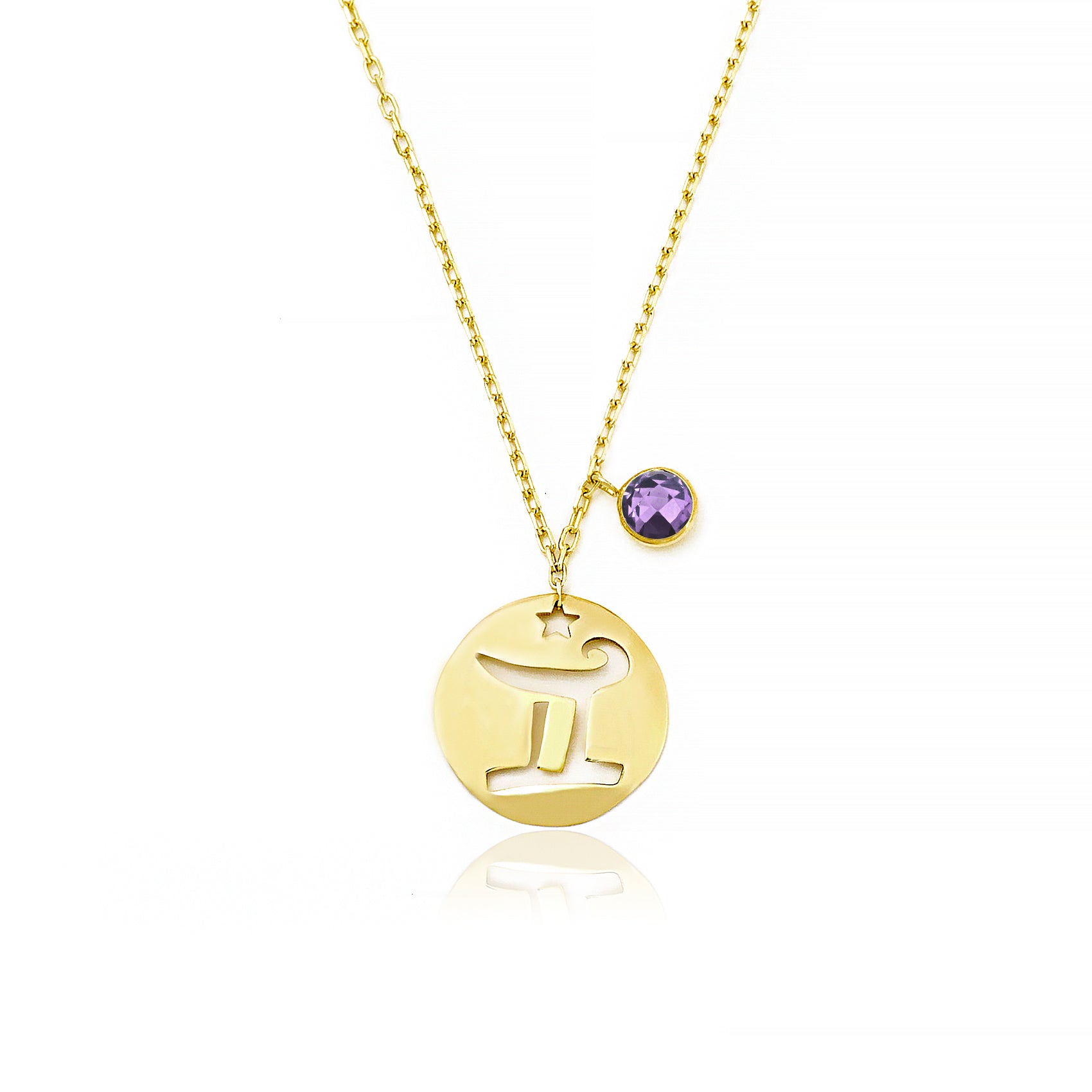 Gemini Disc Necklace With Birthstone