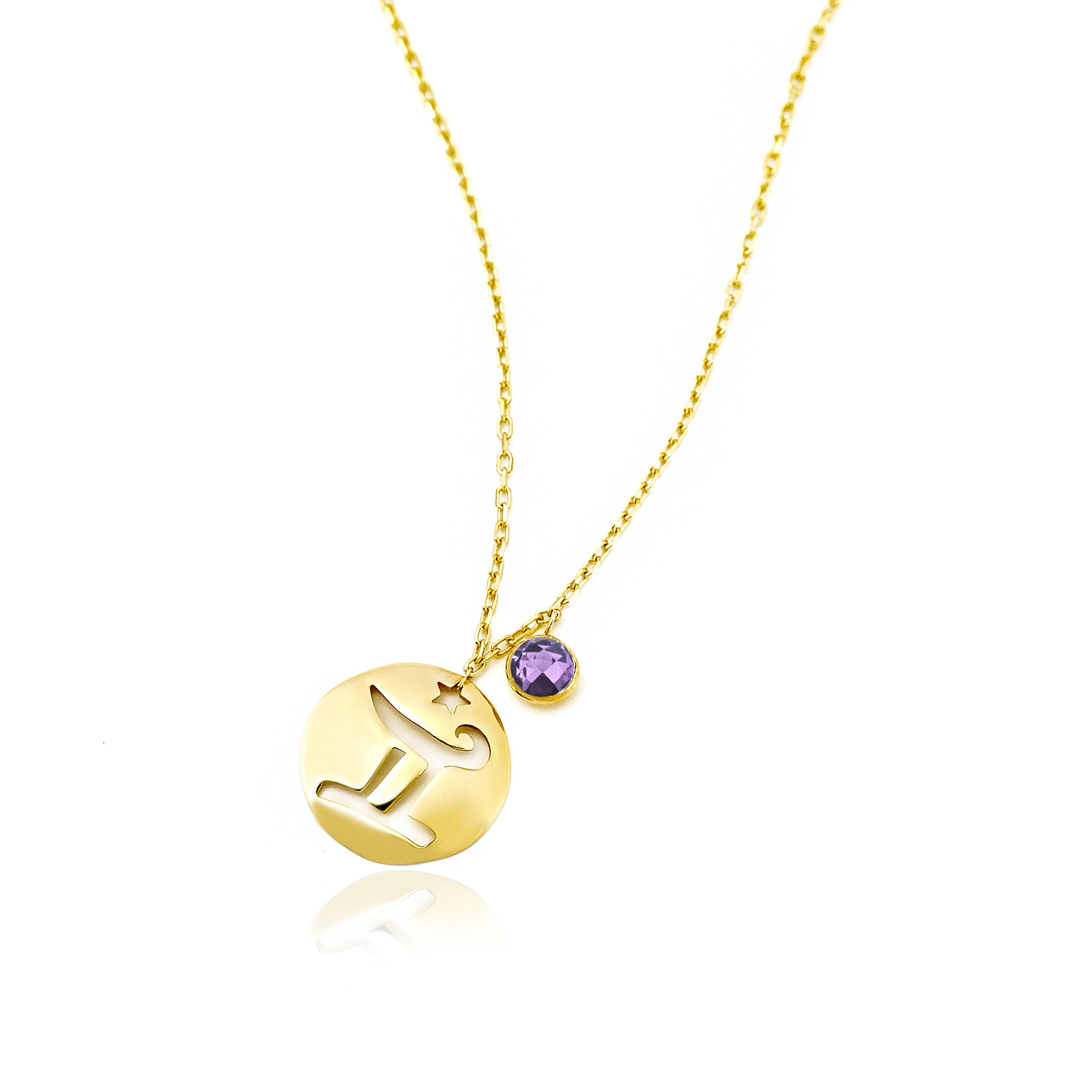 Gemini Disc Necklace With Birthstone