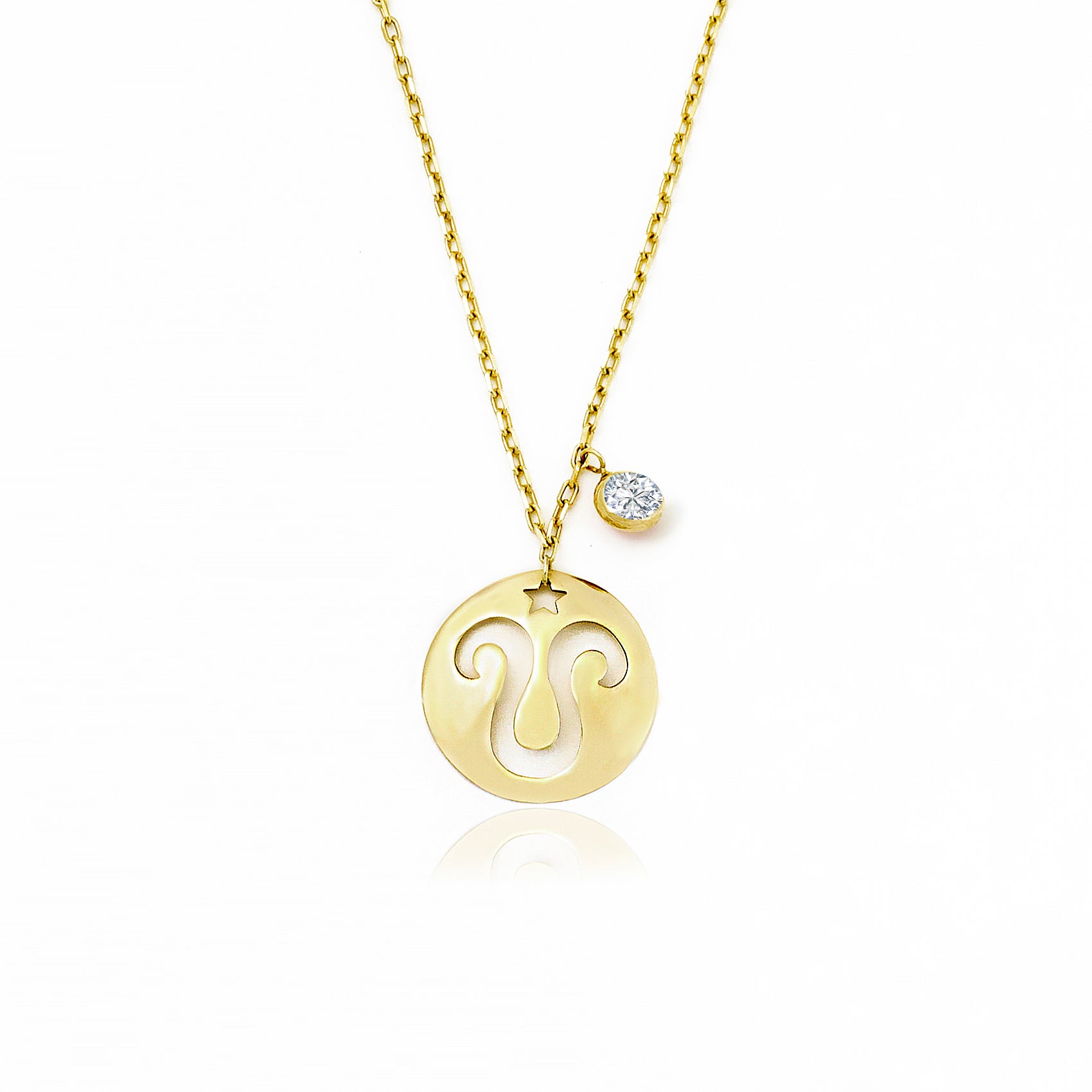 Aries Disc Necklace With Birthstone