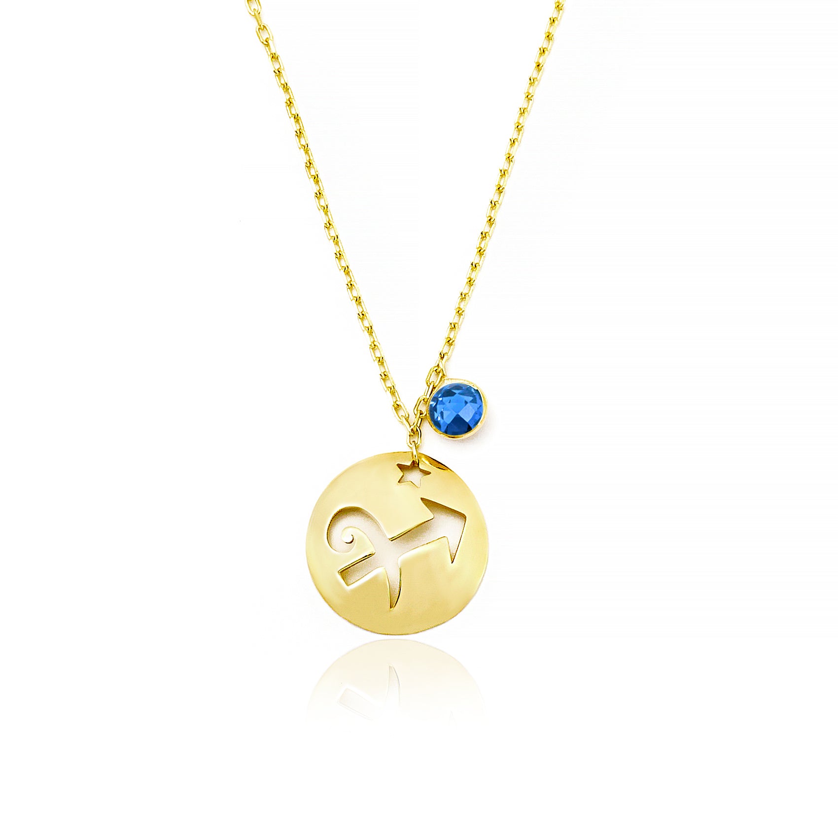 Sagittarius Disc Necklace With Birthstone