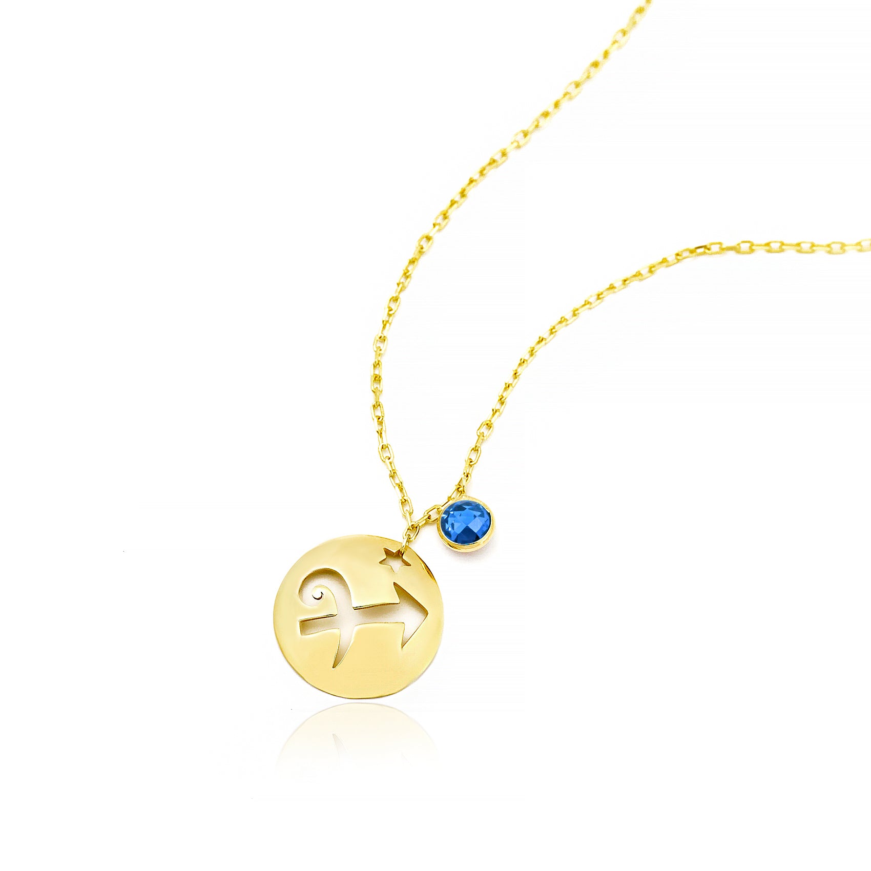 Sagittarius Disc Necklace With Birthstone