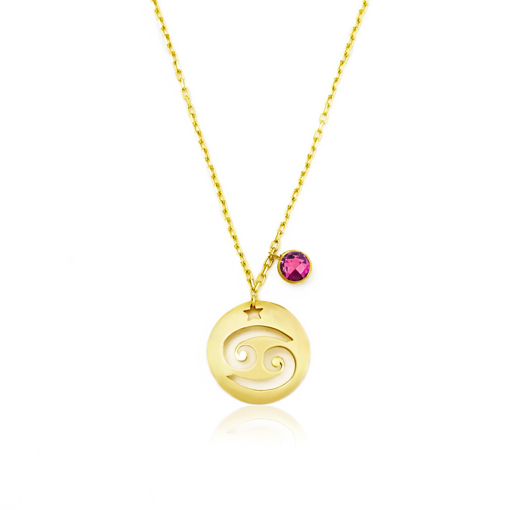 Cancer Disc Necklace With Birthstone