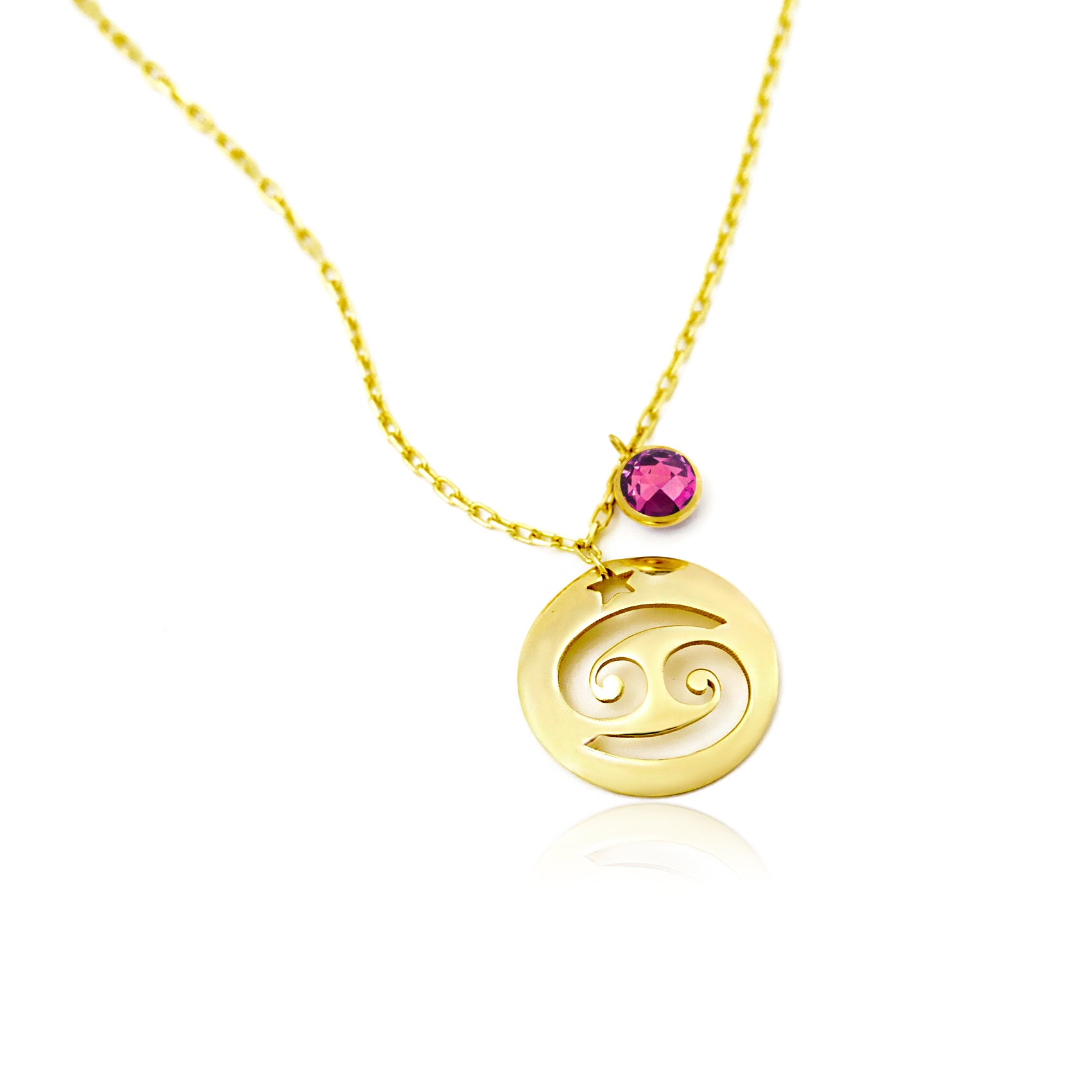 Cancer Disc Necklace With Birthstone